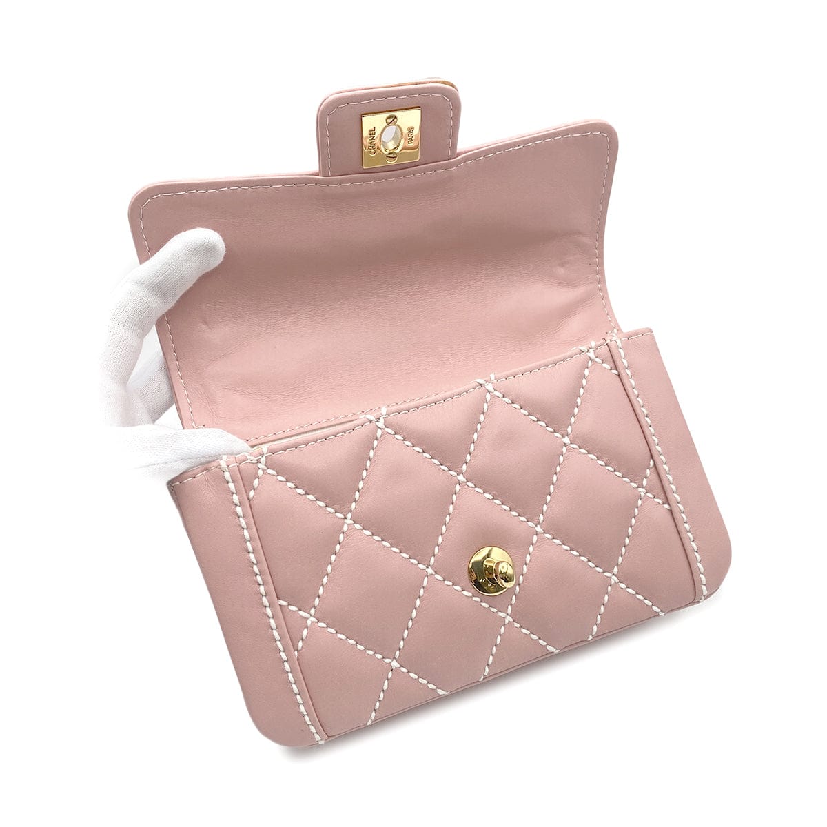 Luxury Promise Japan CHANEL VINTAGE WILDSTITCH HAND BAG PINK LAMB SKIN 90224533