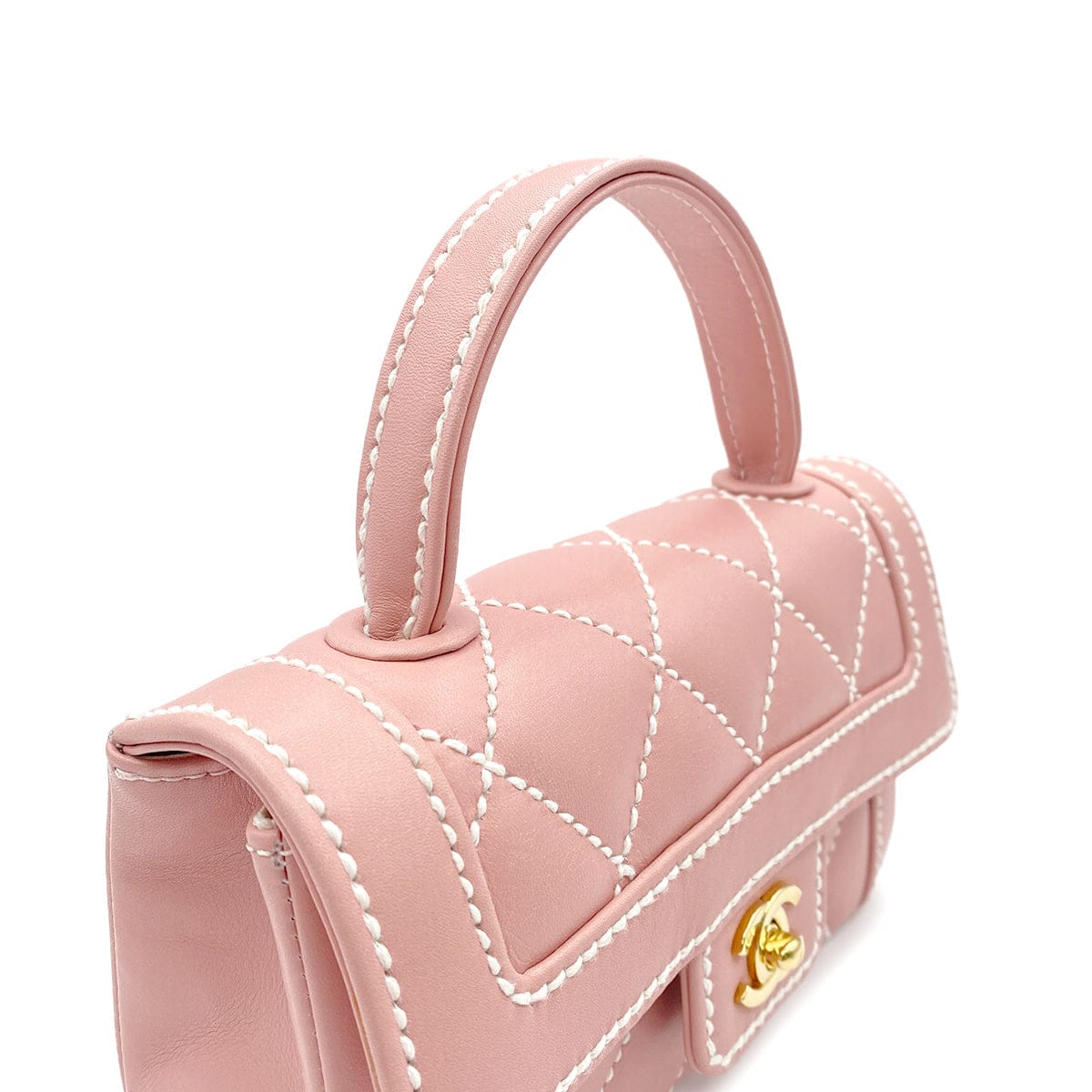 Luxury Promise Japan CHANEL VINTAGE WILDSTITCH HAND BAG PINK LAMB SKIN 90224533