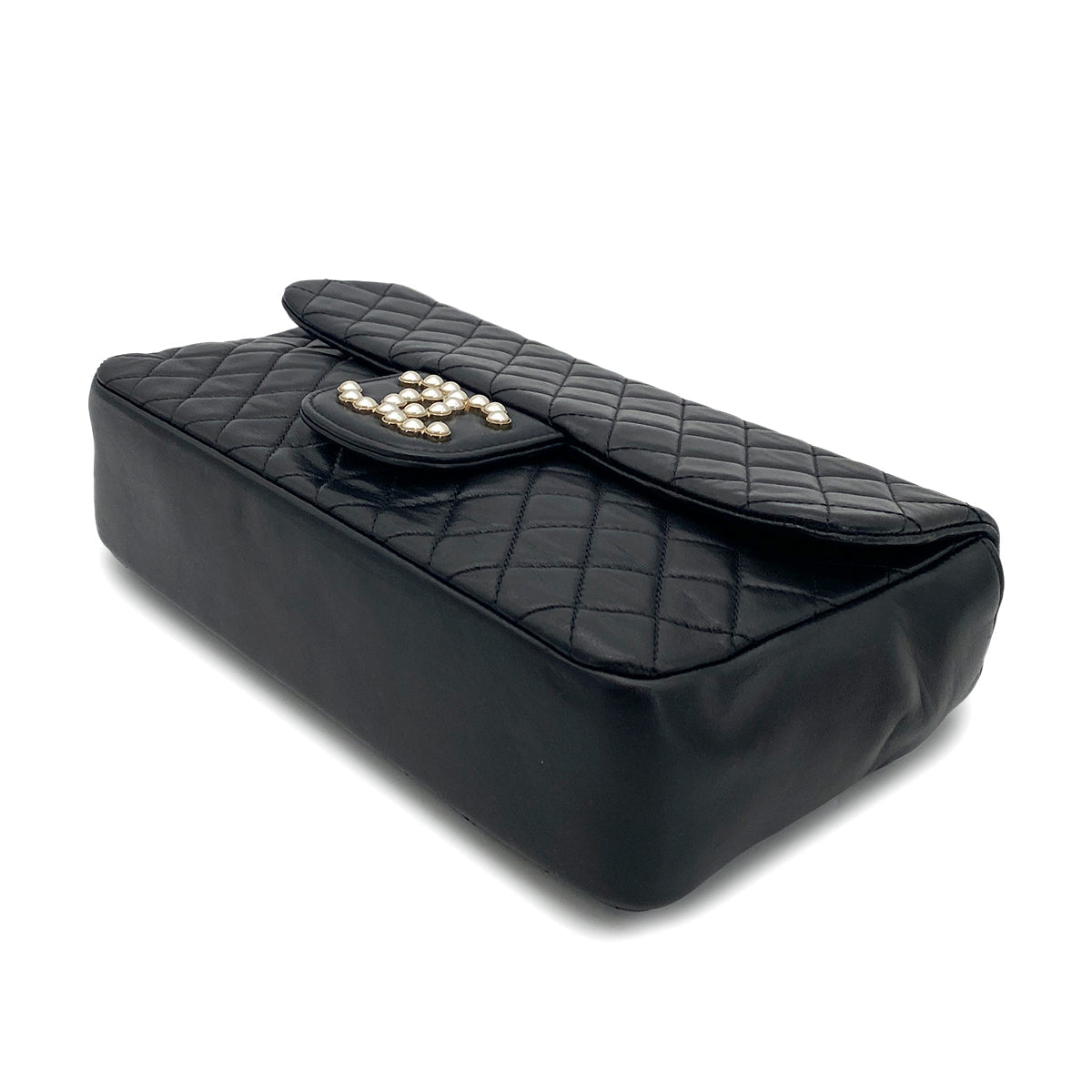 Luxury Promise Japan CHANEL WESTMINSTER CHAIN SHOULDER BAG FAUX PEARL BLACK LAMB SKIN 90261575