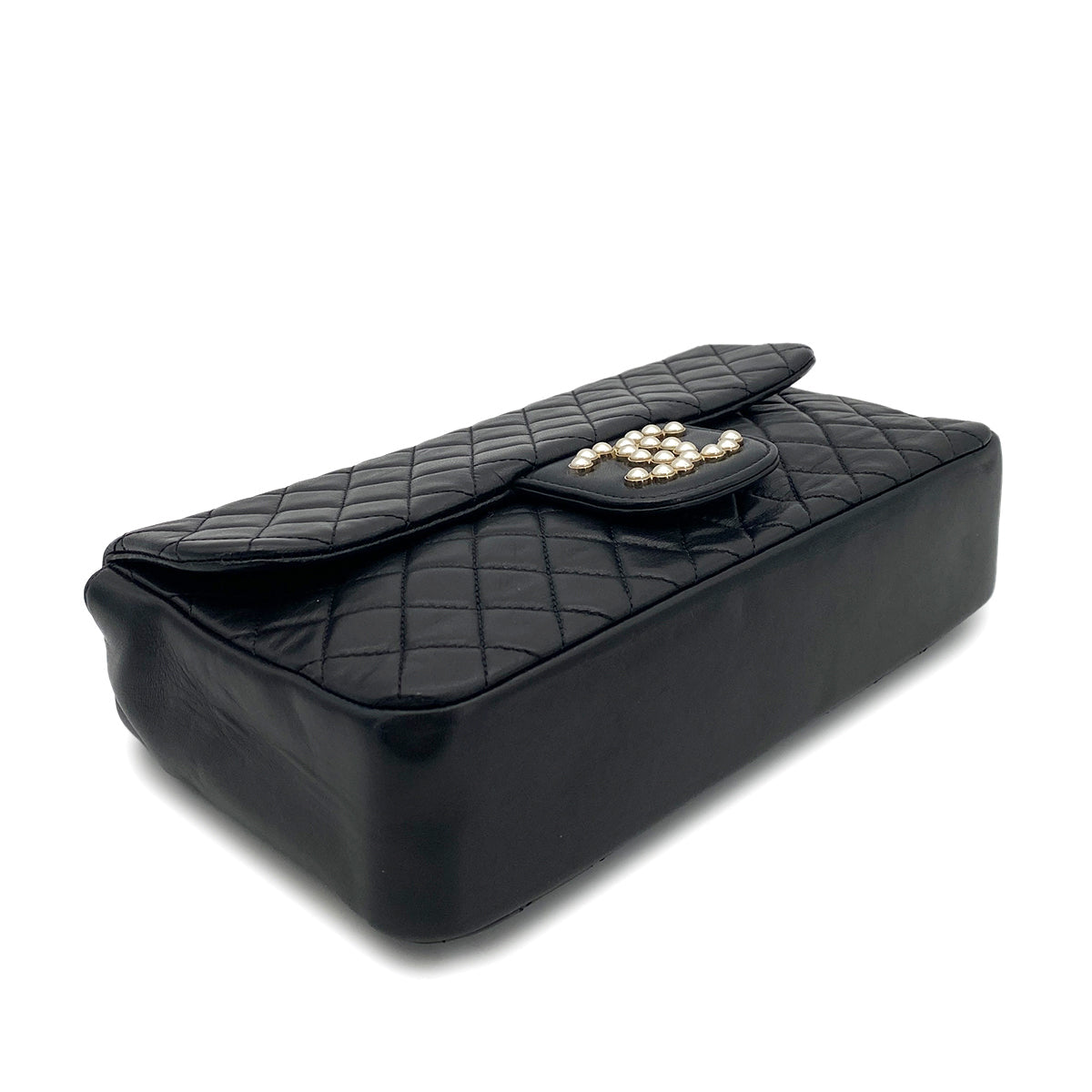 Luxury Promise Japan CHANEL WESTMINSTER CHAIN SHOULDER BAG FAUX PEARL BLACK LAMB SKIN 90261575