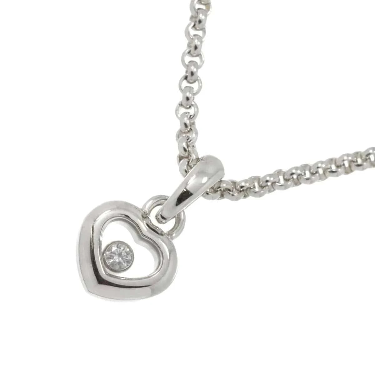 Luxury Promise Japan Chopard Happy Diamond Heart Necklace 18K White Gold 750 90273781