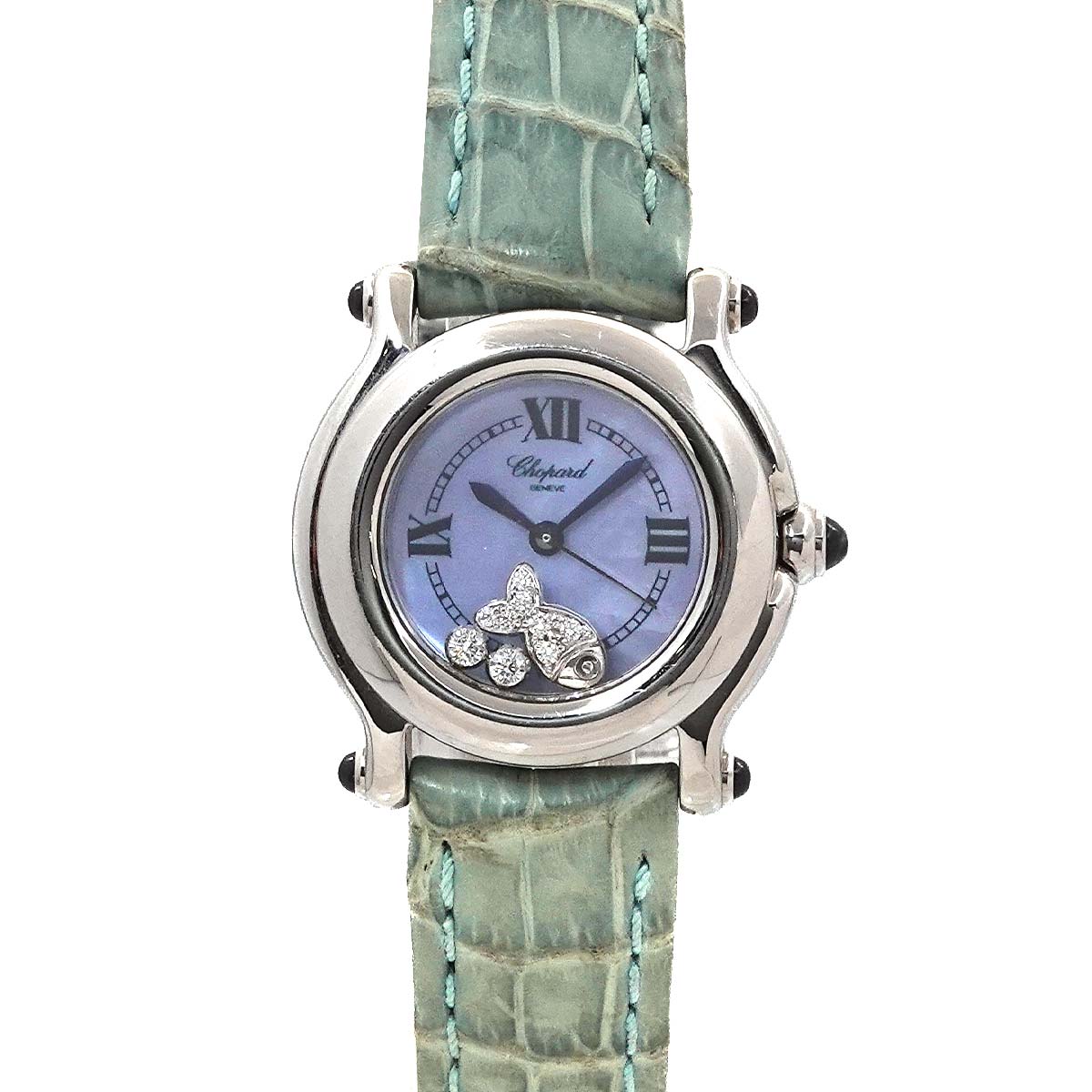 Luxury Promise Japan Chopard Happy Sport 27 8245 23 3P Diamond Women's Watch Blue Shell Quartz Chopard Happy Sport 90302231