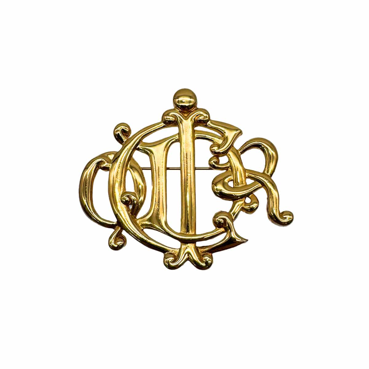 Luxury Promise Japan CHRISTIAN DIOR BROOCH EMBLEM LOGO GOLD ACCESSORY 90310285
