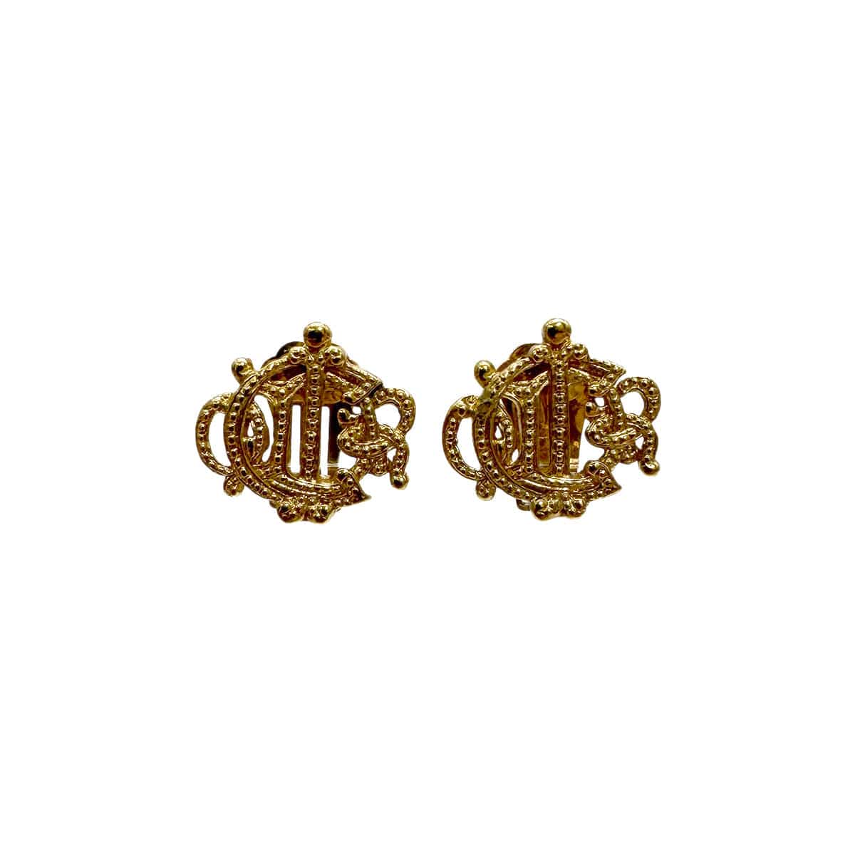 Luxury Promise Japan CHRISTIAN DIOR EARRINGS EMBLEM LOGO GOLD ACCESSORY 90310284