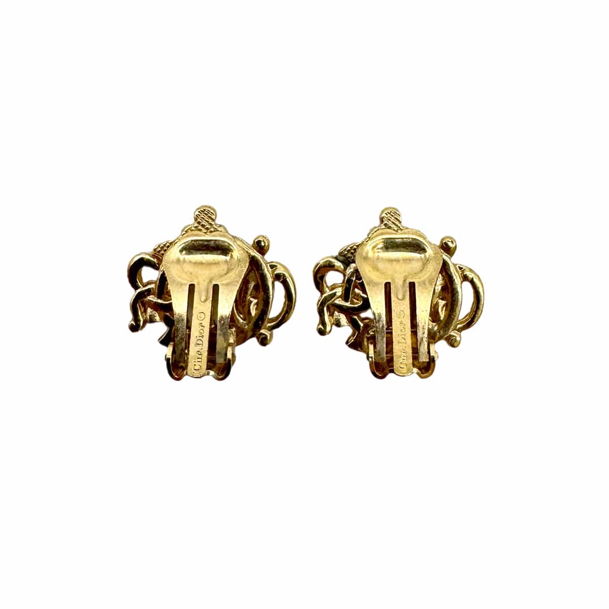 Luxury Promise Japan CHRISTIAN DIOR EARRINGS EMBLEM LOGO GOLD ACCESSORY 90310284