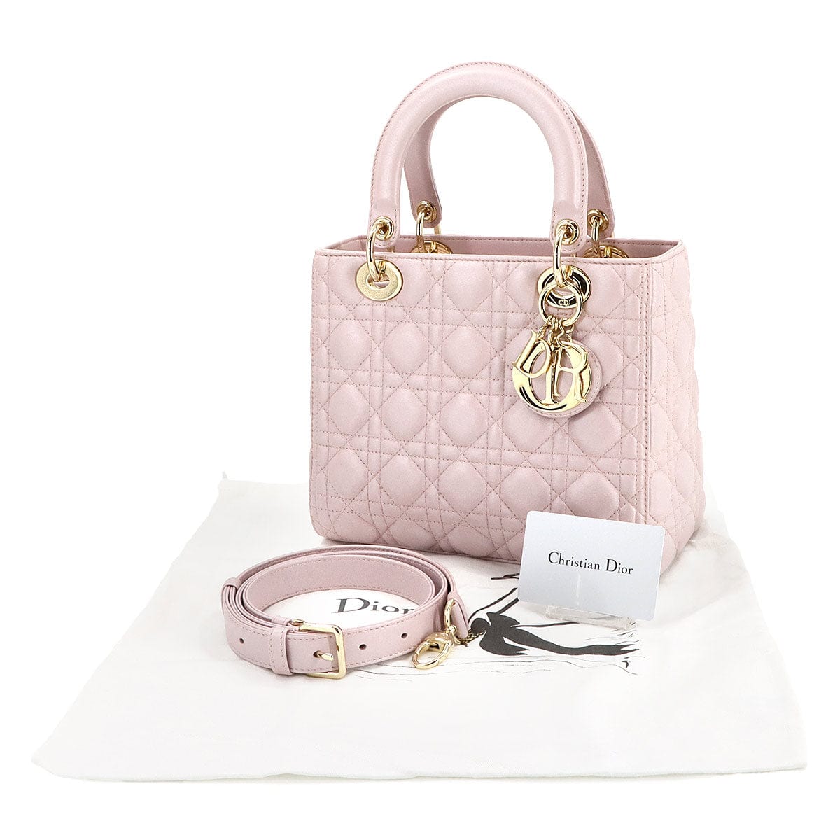 Luxury Promise Japan Christian Dior Lady Dior Medium 2way Hand Shoulder Bag Leather Pink M0565OADU Lady Dior Christian Dior 90275994