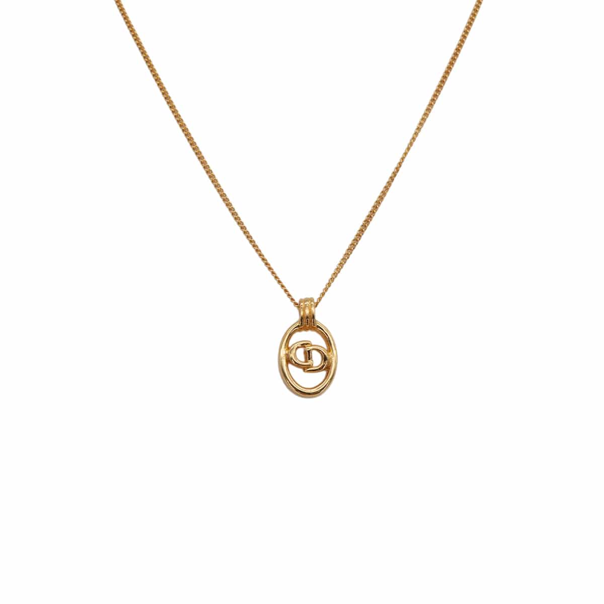 Luxury Promise Japan CHRISTIAN DIOR NECKLACE CD LOGO OVAL GOLD ACCESSORY 90323211
