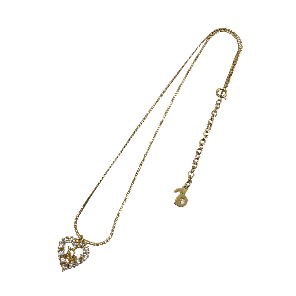 Luxury Promise Japan CHRISTIAN DIOR NECKLACE LOGO HEART RHINESTONE GOLD ACCESSORY 90299327