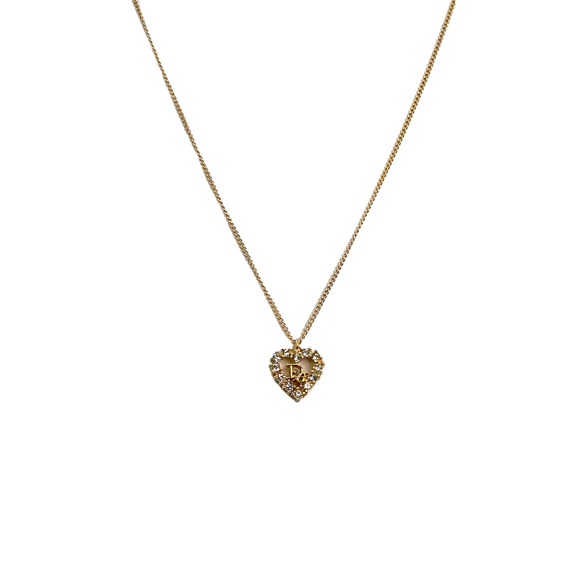 Luxury Promise Japan CHRISTIAN DIOR NECKLACE LOGO HEART RHINESTONE GOLD ACCESSORY 90299328