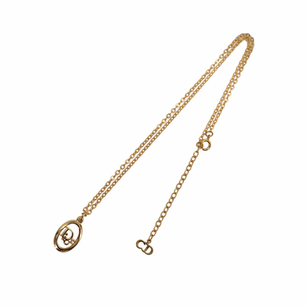 Luxury Promise Japan CHRISTIAN DIOR NECKLACE LOGO OVAL GOLD ACCESSORY 90323217