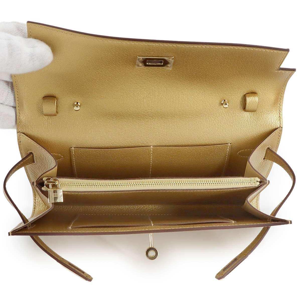Luxury Promise Japan HERMES Kelly To Go Shoulder Wallet Chevre Chamkila Dore Purse 90320736