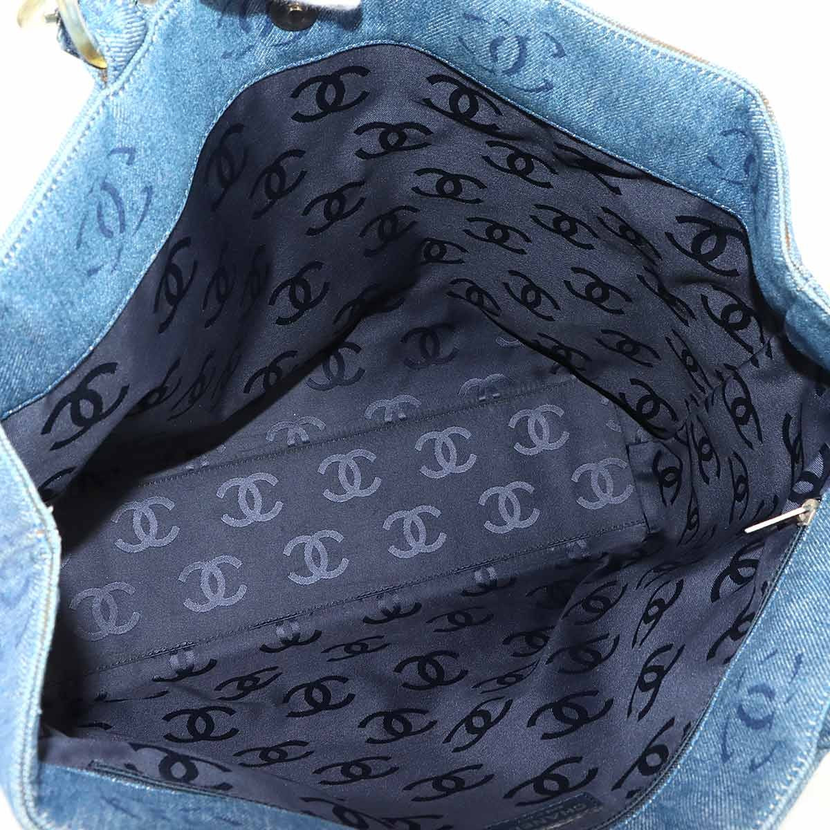 Luxury Promise Japan CHANEL Plastic Chain Tote Bag Denim Blue Coco Mark Purse Vintage 90297498