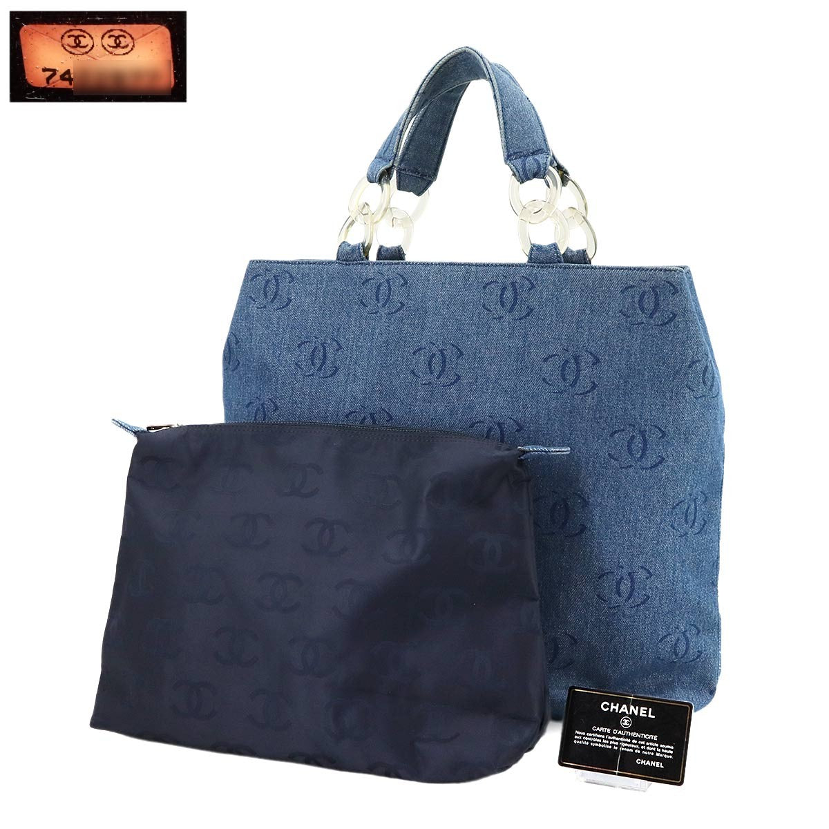 Luxury Promise Japan CHANEL Plastic Chain Tote Bag Denim Blue Coco Mark Purse Vintage 90297498
