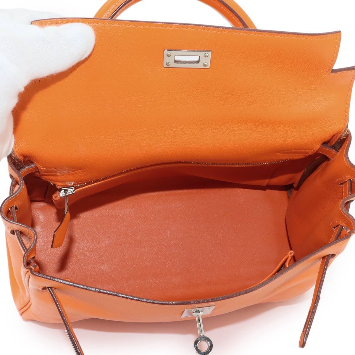 Luxury Promise Japan HERMES Kelly 25 Hand Shoulder Bag Veau Swift Orange Purse 90326064