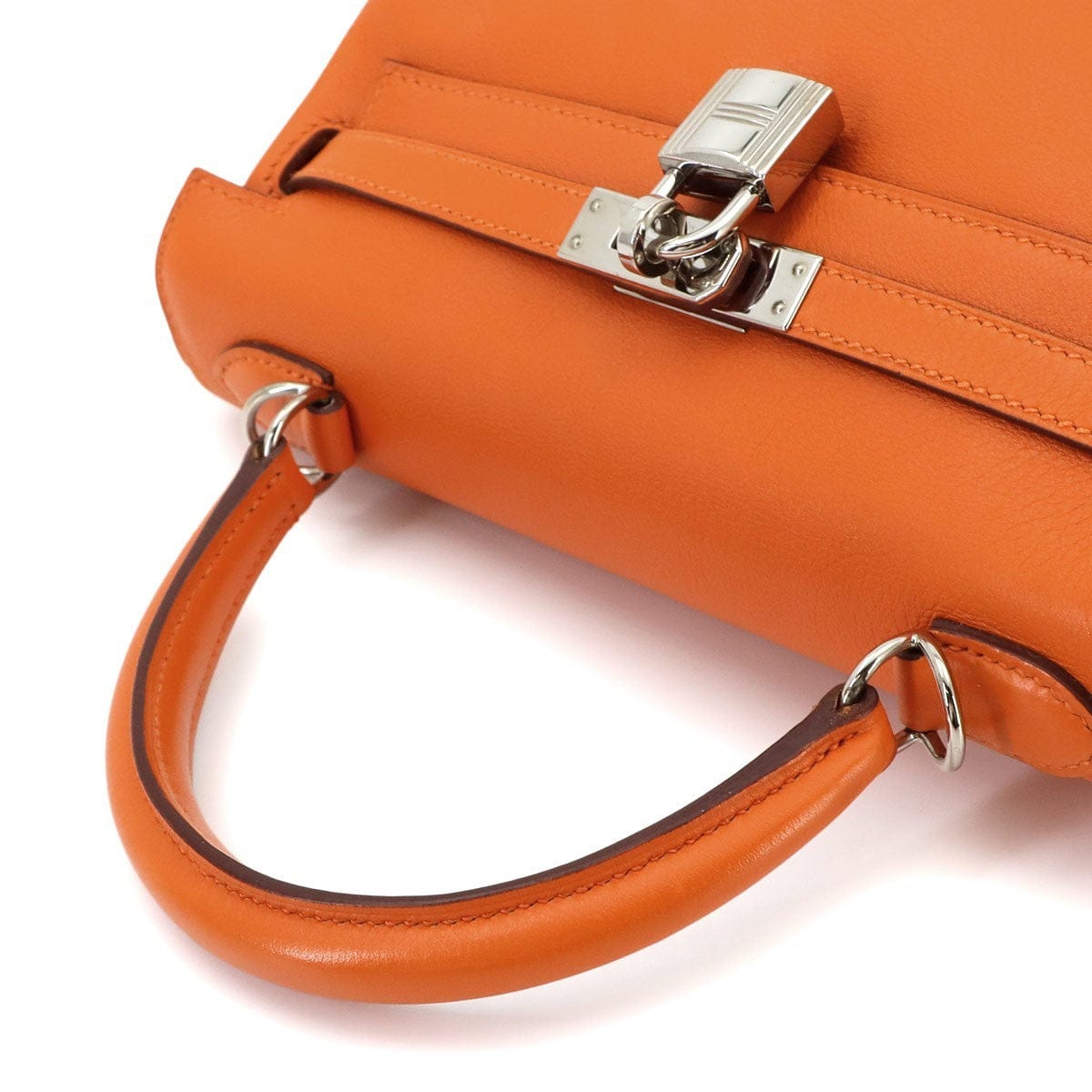 Luxury Promise Japan HERMES Kelly 25 Hand Shoulder Bag Veau Swift Orange Purse 90326064