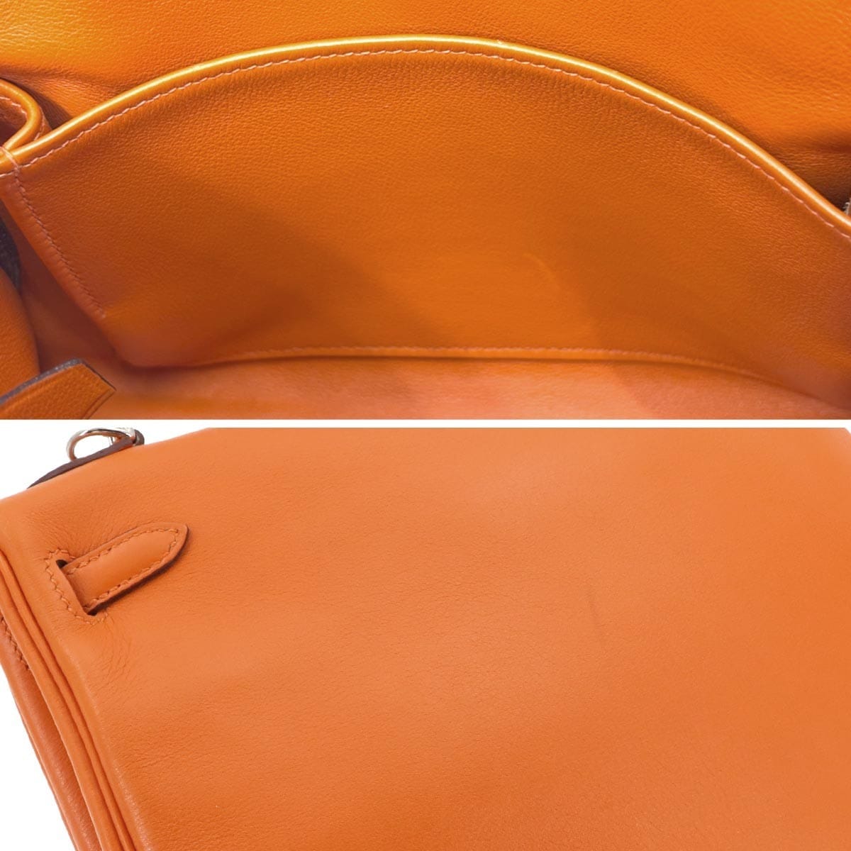 Luxury Promise Japan HERMES Kelly 25 Hand Shoulder Bag Veau Swift Orange Purse 90326064