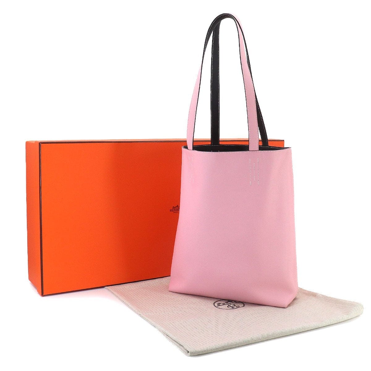 Luxury Promise Japan HERMES Neo Double Sens 35 Tote Bag Swift Rose Sakura Ebene 90329269