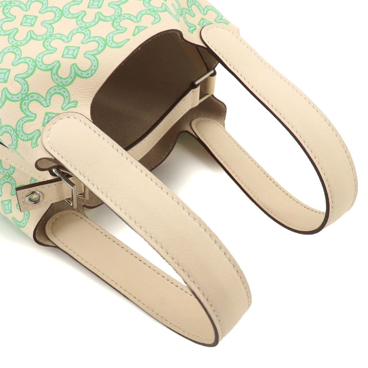 HERMES Picotin Lock PM Lucky Daisy Hand Bag Swift Nata Vert Blanc 903310984