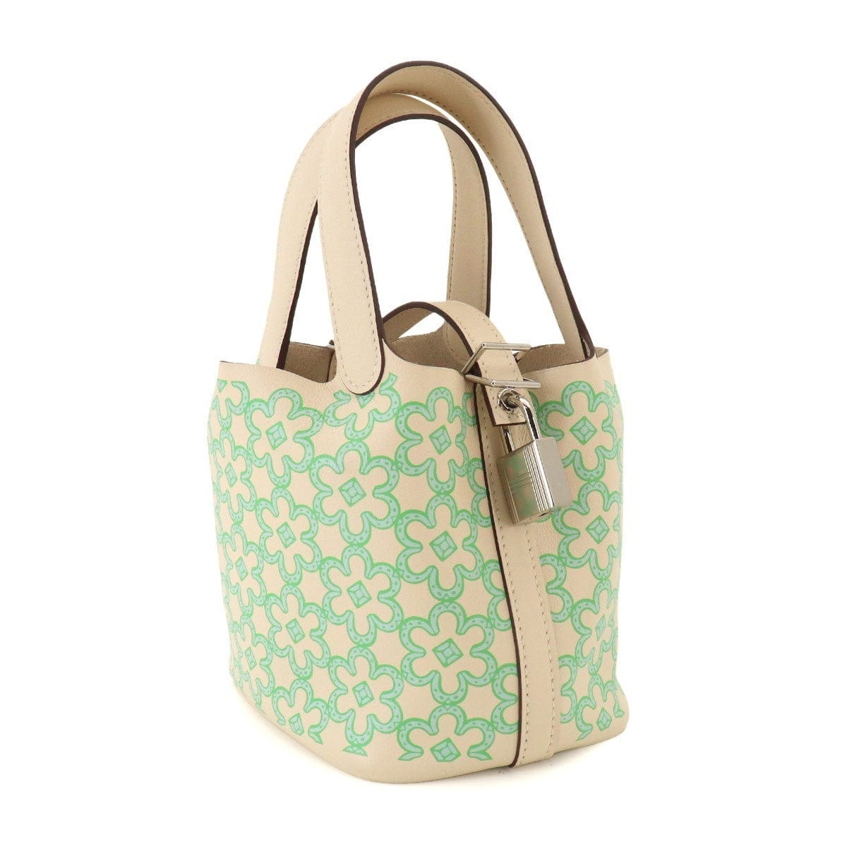 HERMES Picotin Lock PM Lucky Daisy Hand Bag Swift Nata Vert Blanc 903310982