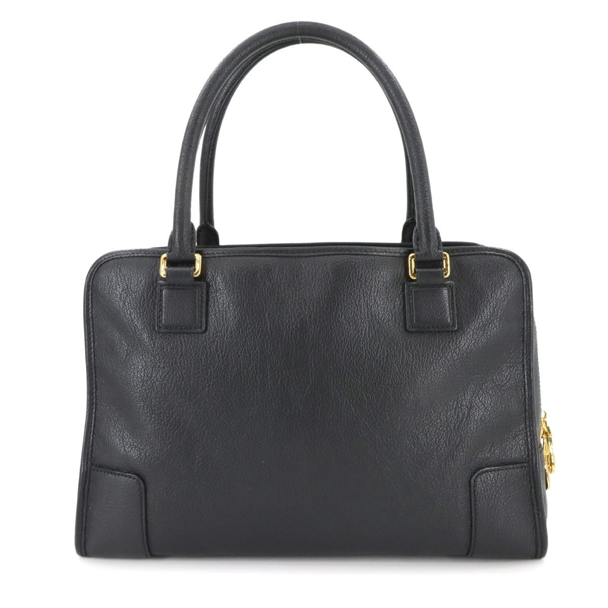 Luxury Promise Japan LOEWE Amazona 36 Hand Bag Leather Black Anagram Purse 90287656