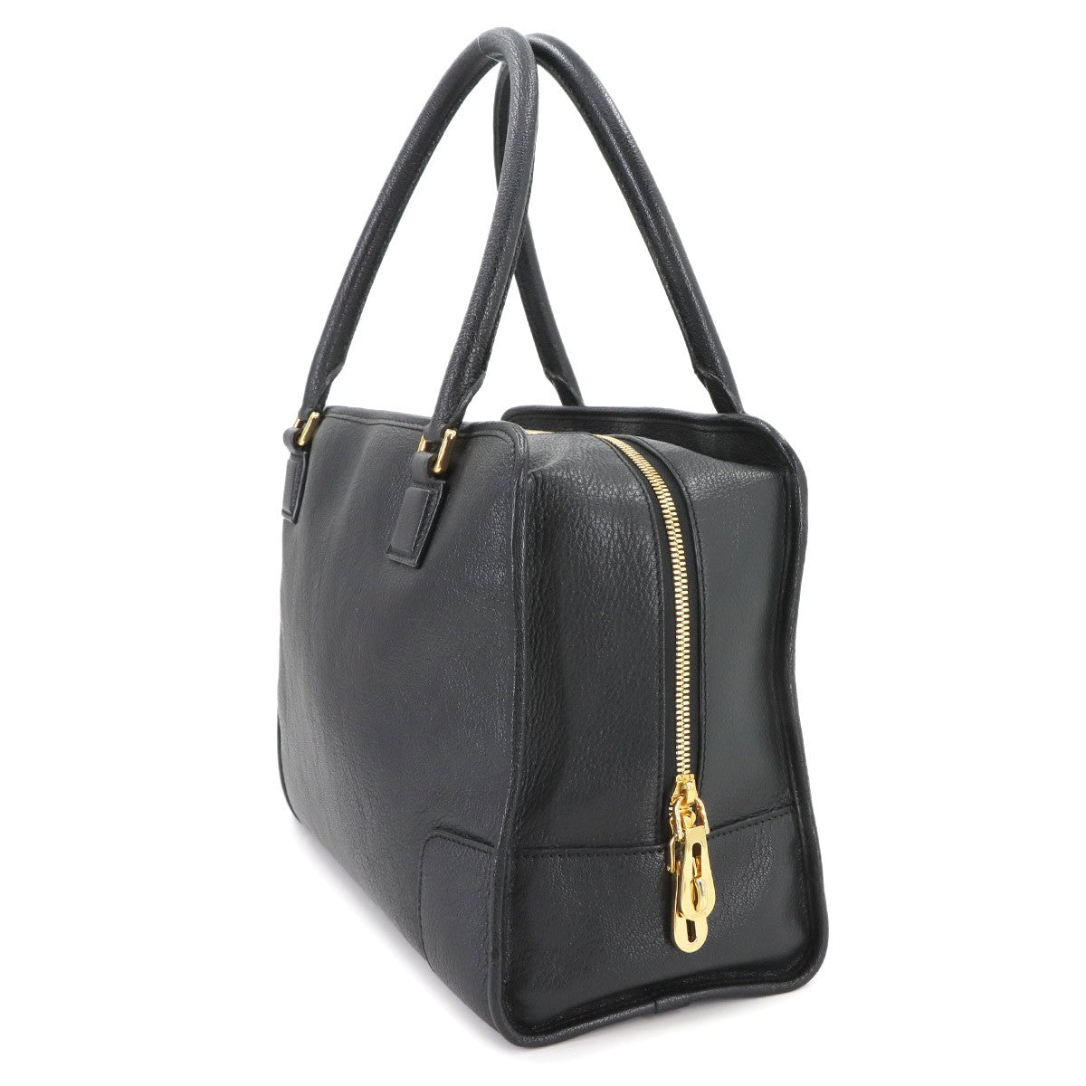 Luxury Promise Japan LOEWE Amazona 36 Hand Bag Leather Black Anagram Purse 90287656