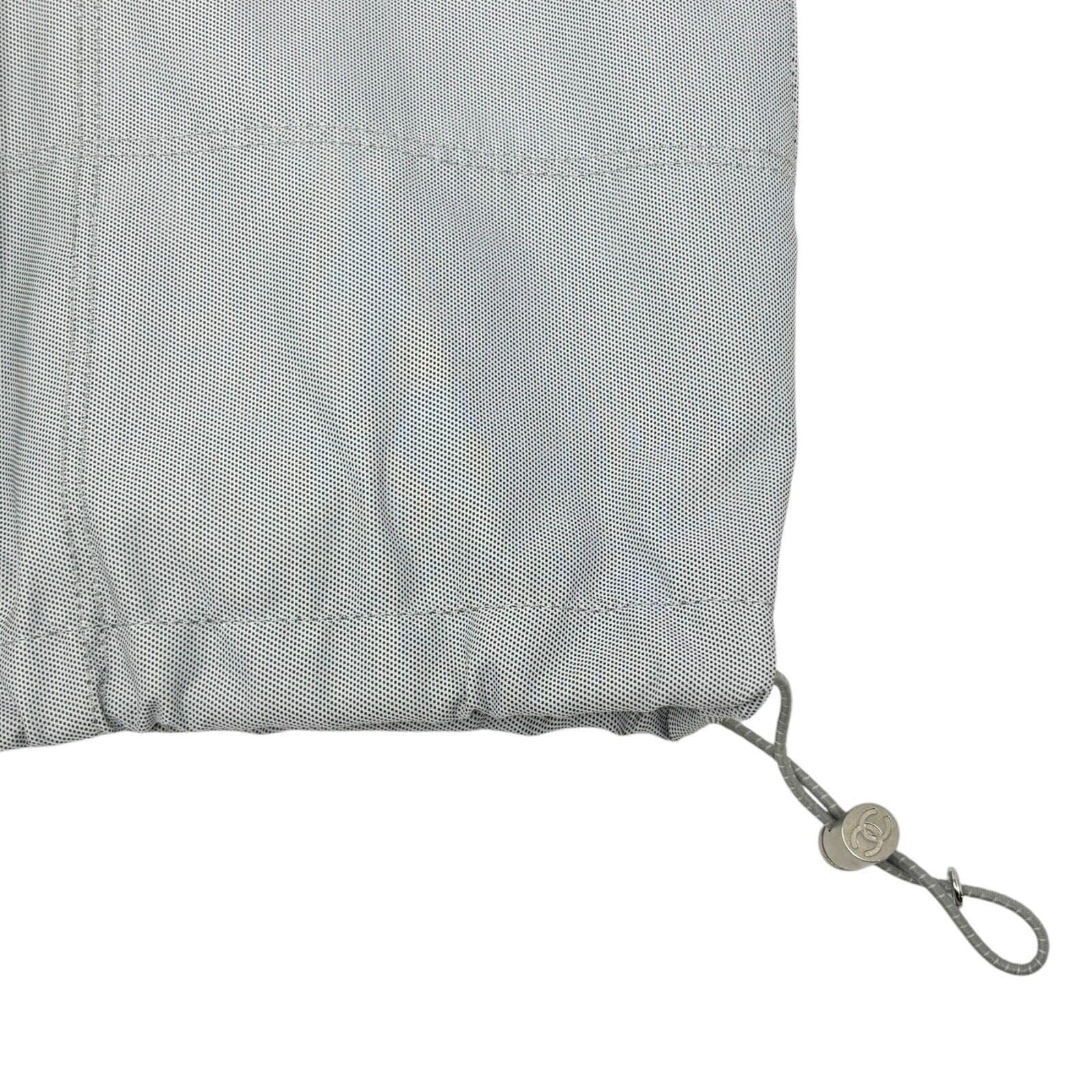 Luxury Promise Japan CHANEL Sport Vintage 01P CC Mark Logo Zipped Jacket #36 White Gray Cotton