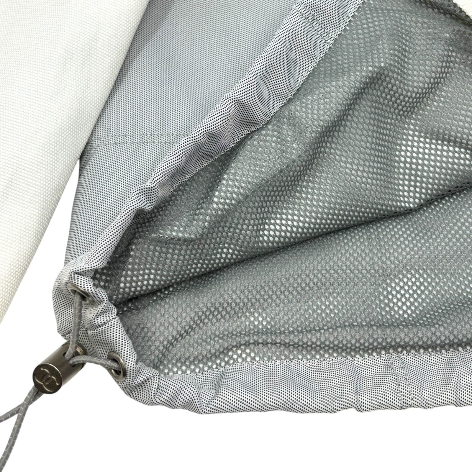 Luxury Promise Japan CHANEL Sport Vintage 01P CC Mark Logo Zipped Jacket #36 White Gray Cotton