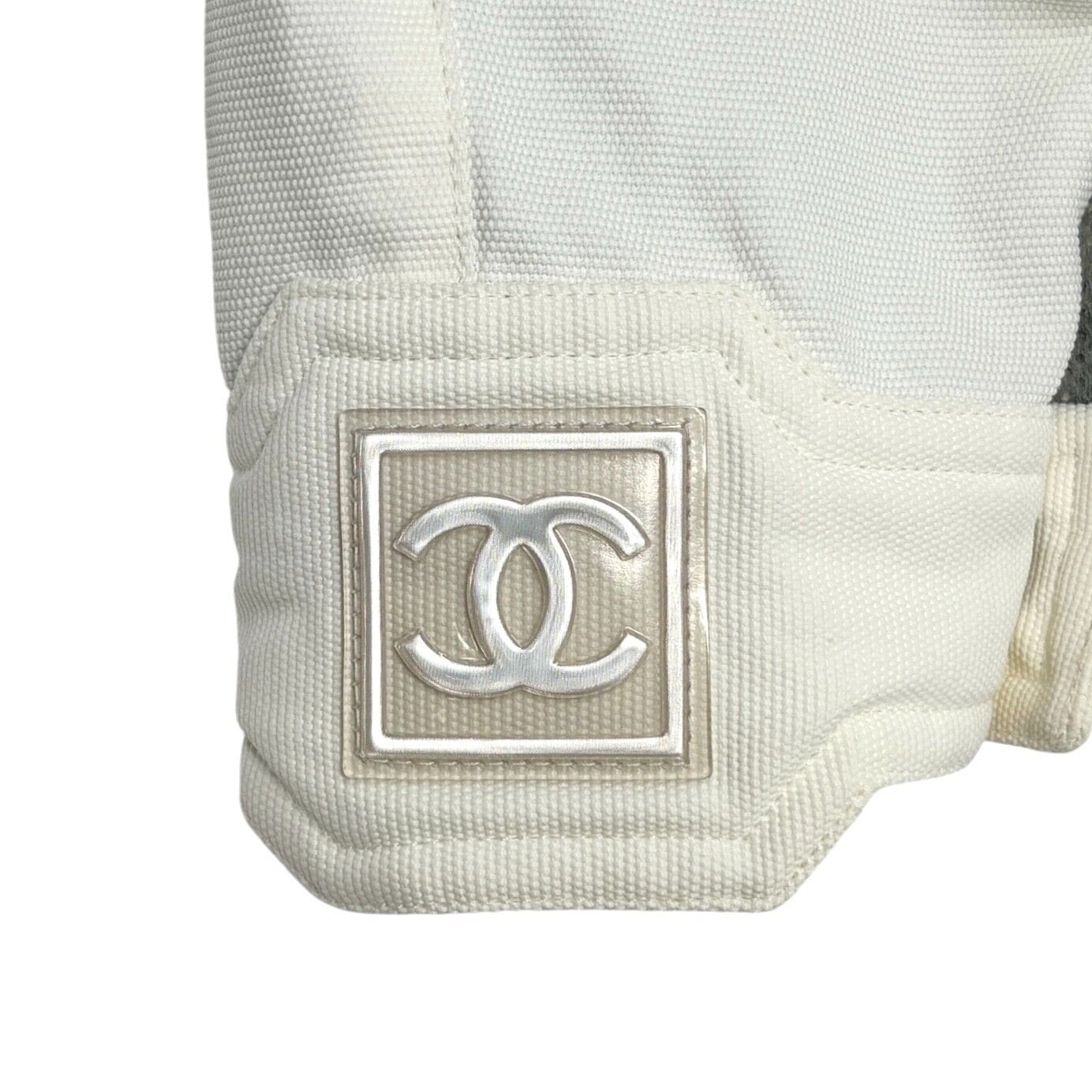 Luxury Promise Japan CHANEL Sport Vintage 01P CC Mark Logo Zipped Jacket #36 White Gray Cotton