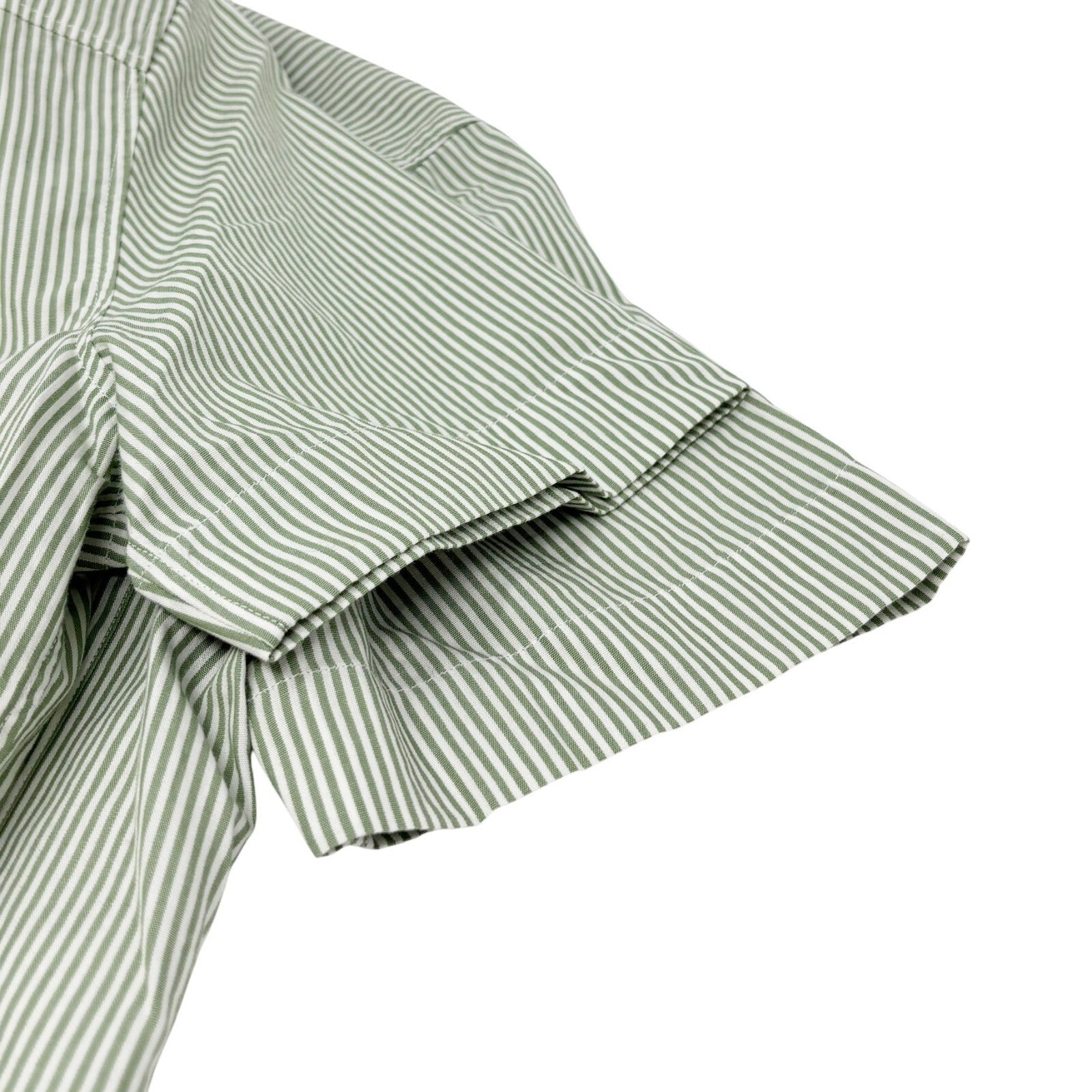 Luxury Promise Japan CHANEL Vintage 99P CC Logo Striped Shirt #34 Short Sleeve Top Green White Cotton