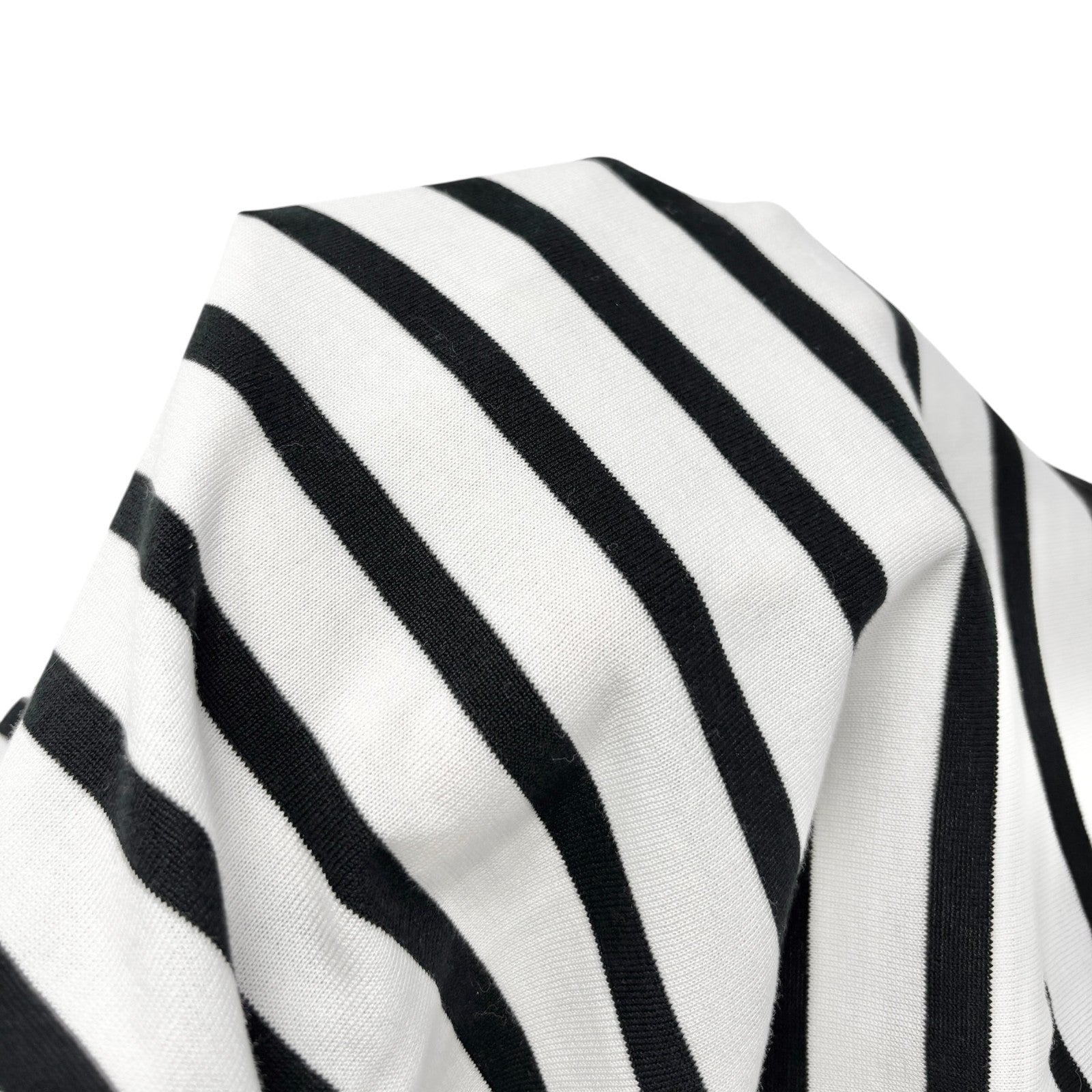 Luxury Promise Japan CHANEL Vintage CC Logo Stripe Short Sleeve Top #36 Black White Cotton Shirt