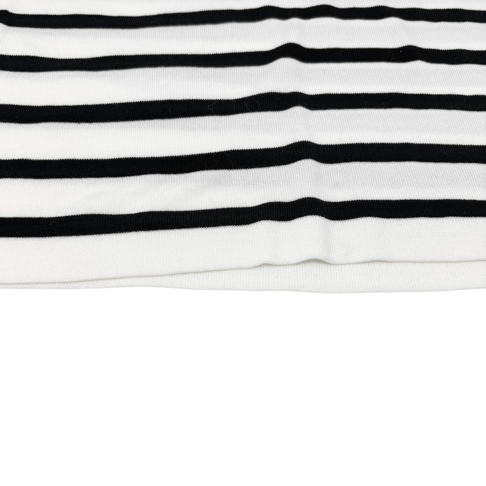 Luxury Promise Japan CHANEL Vintage CC Logo Stripe Short Sleeve Top #36 Black White Cotton Shirt