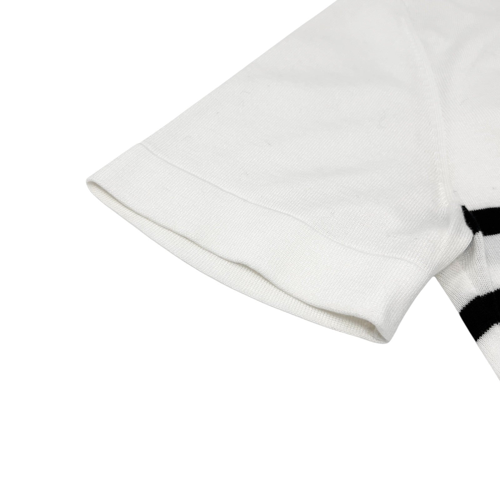 Luxury Promise Japan CHANEL Vintage CC Logo Stripe Short Sleeve Top #36 Black White Cotton Shirt