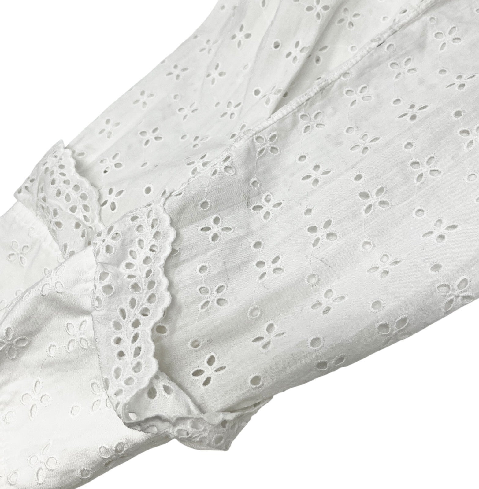 Luxury Promise Japan CHANEL Vintage CC Punching Shirt Top Frill Button Up Blouse White Cotton RankAB