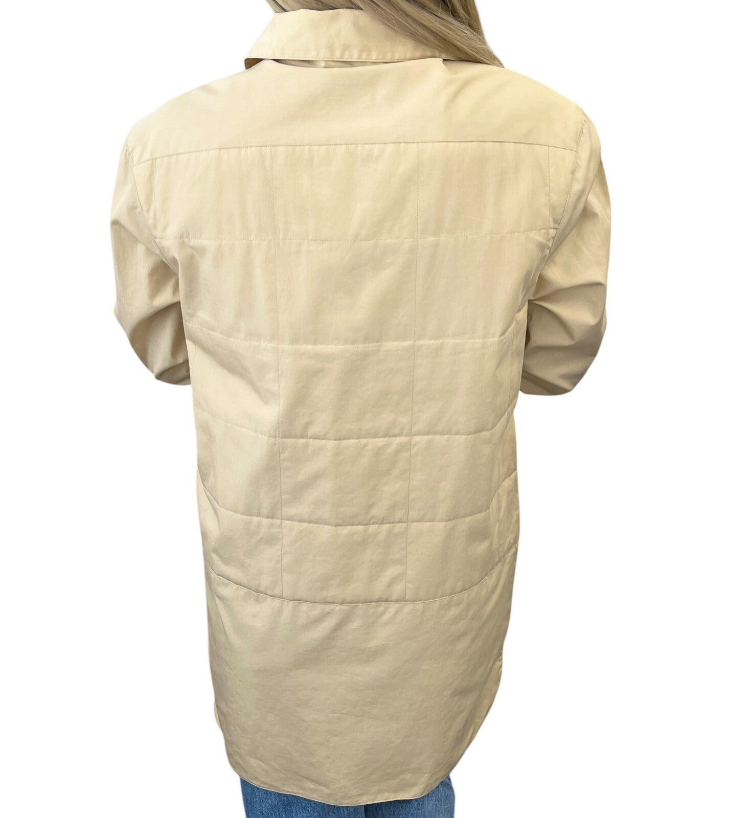 Luxury Promise Japan CHANEL Vintage Logo Button Shirt Blouse Long Sleeve Top Cream Cotton Quilting