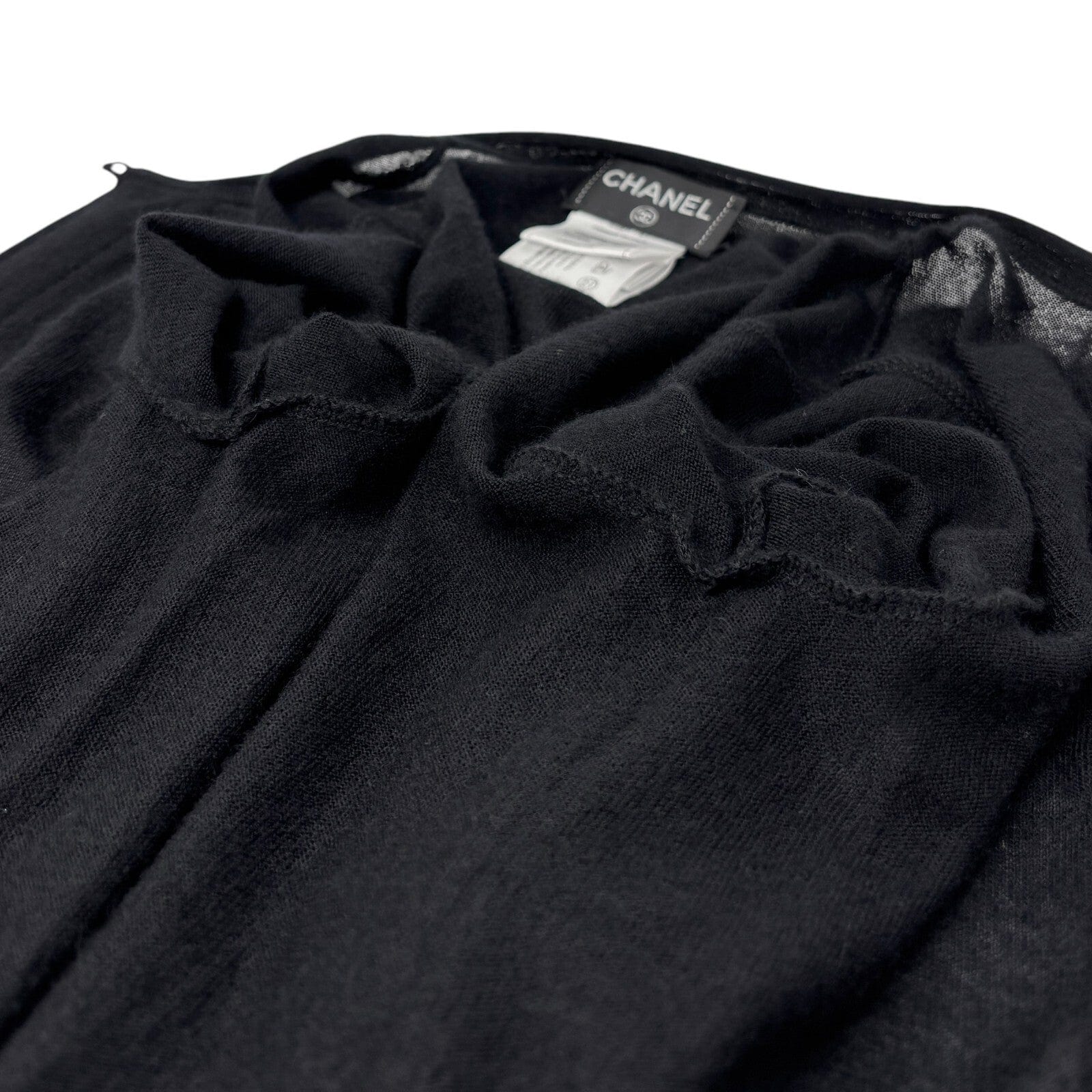 Luxury Promise Japan CHANEL Vintage P39389 CC Logo Cardigan #34 Sweater Knit Top Black Cashmere