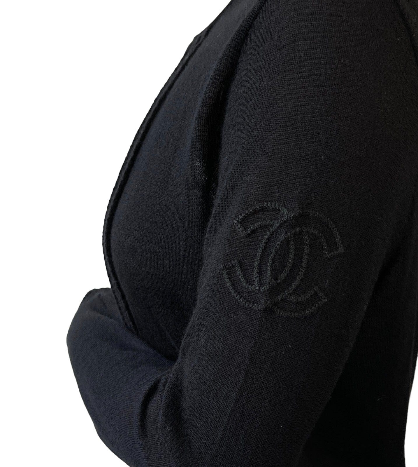 Luxury Promise Japan CHANEL Vintage P39389 CC Logo Cardigan #34 Sweater Knit Top Black Cashmere