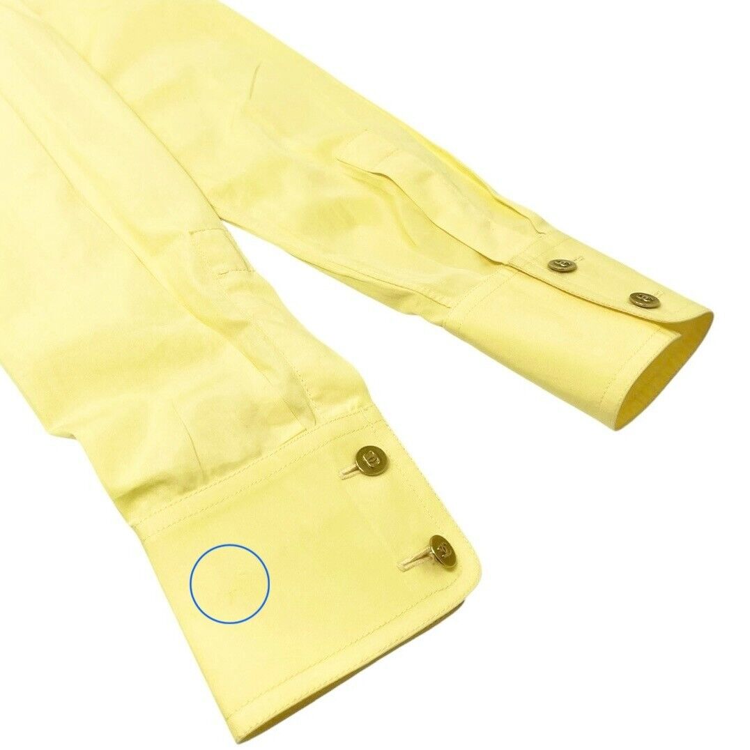 Luxury Promise Japan CHANEL Vintage PO4946 CC Mark Logo Shirt Top #36 Button Up Yellow Gold Cotton
