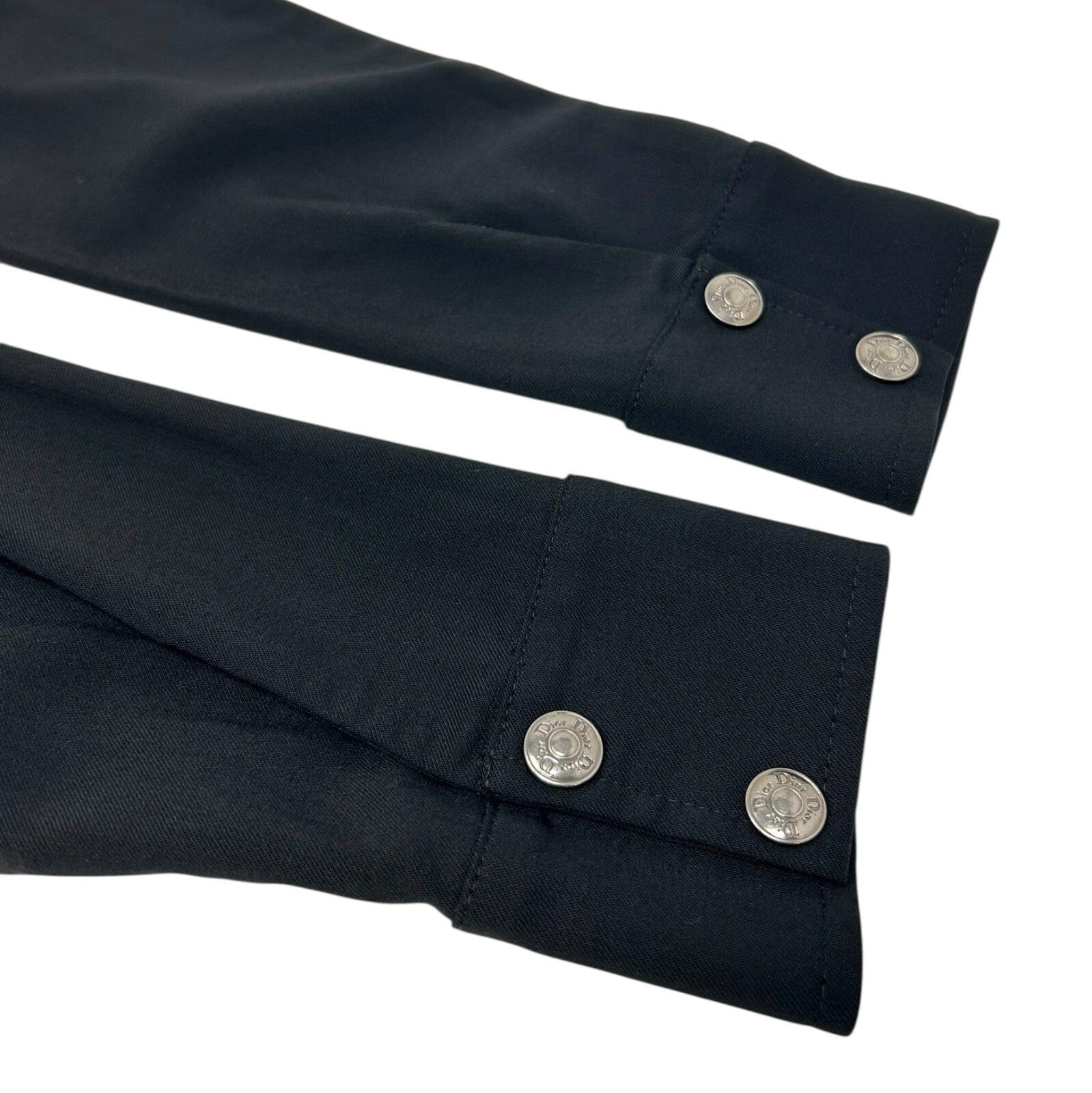 Luxury Promise Japan Christian Dior Vintage 2003 Logo Jacket #36 Shirt Top Black Snap Button Viscose