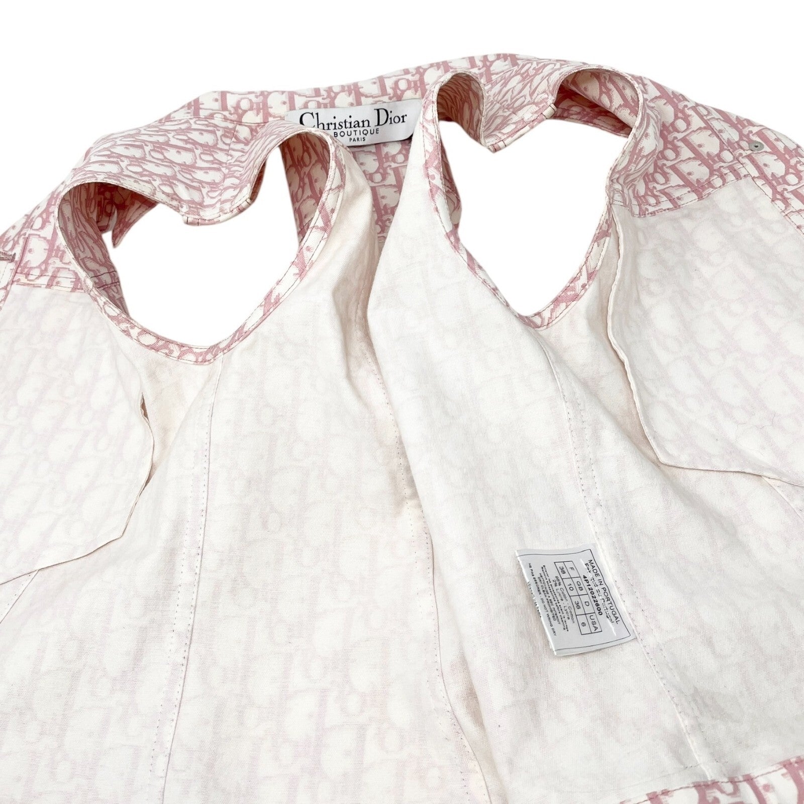 Luxury Promise Japan Christian Dior Vintage 2004 Trotter Monogram Vest Jacket #38 Pink White Cotton