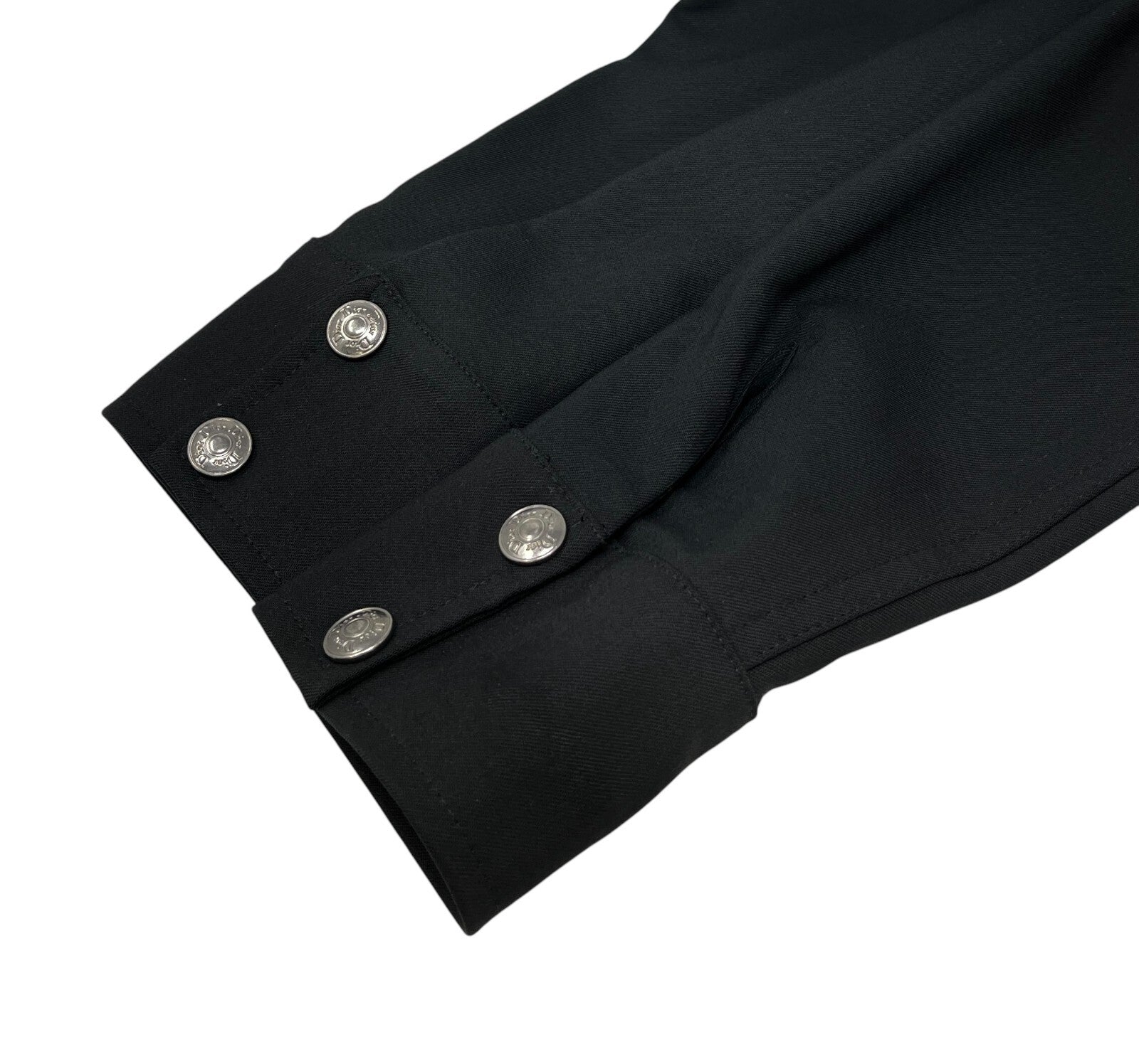Luxury Promise Japan Christian Dior Vintage Logo Shirt Jacket Top #36 Snap Button Black Viscose Wool