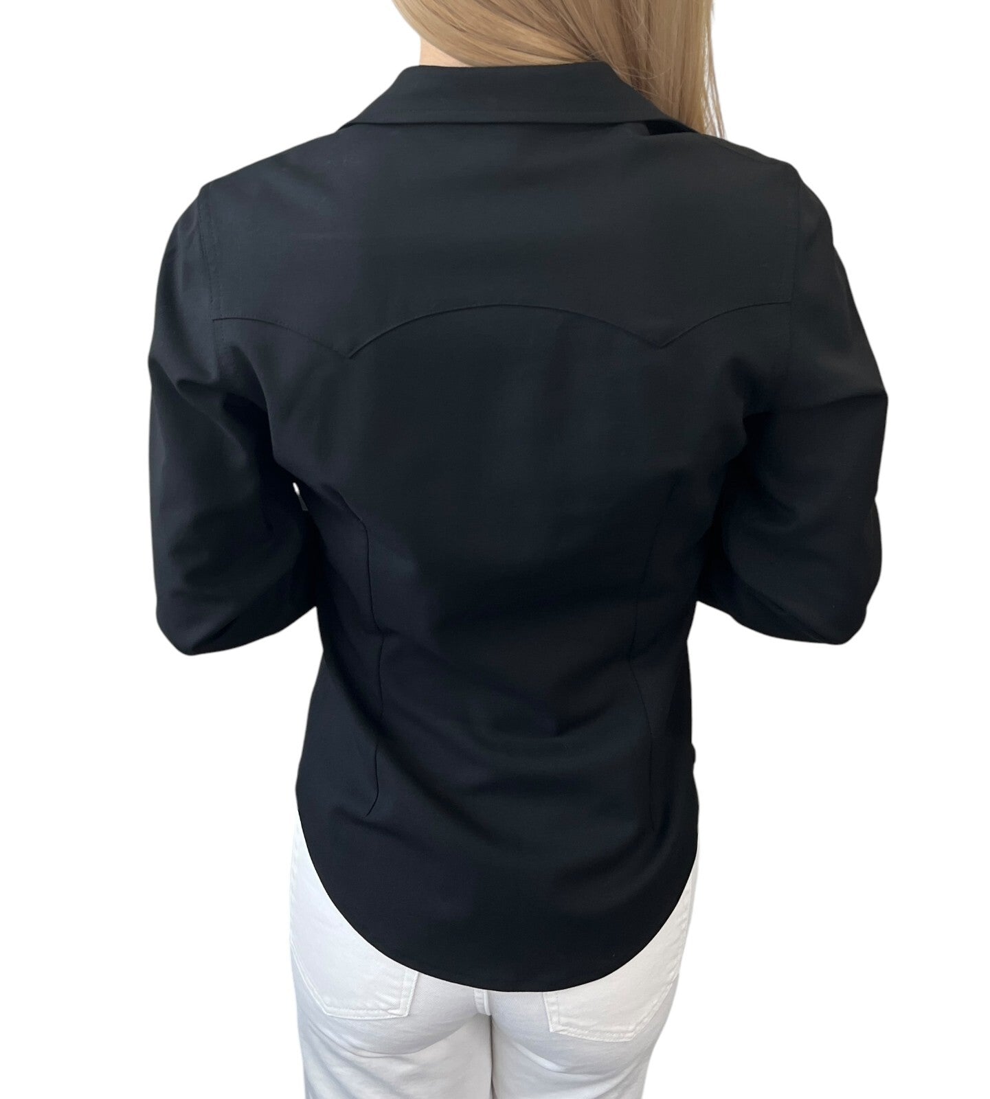 Luxury Promise Japan Christian Dior Vintage Logo Shirt Jacket Top #36 Snap Button Black Viscose Wool