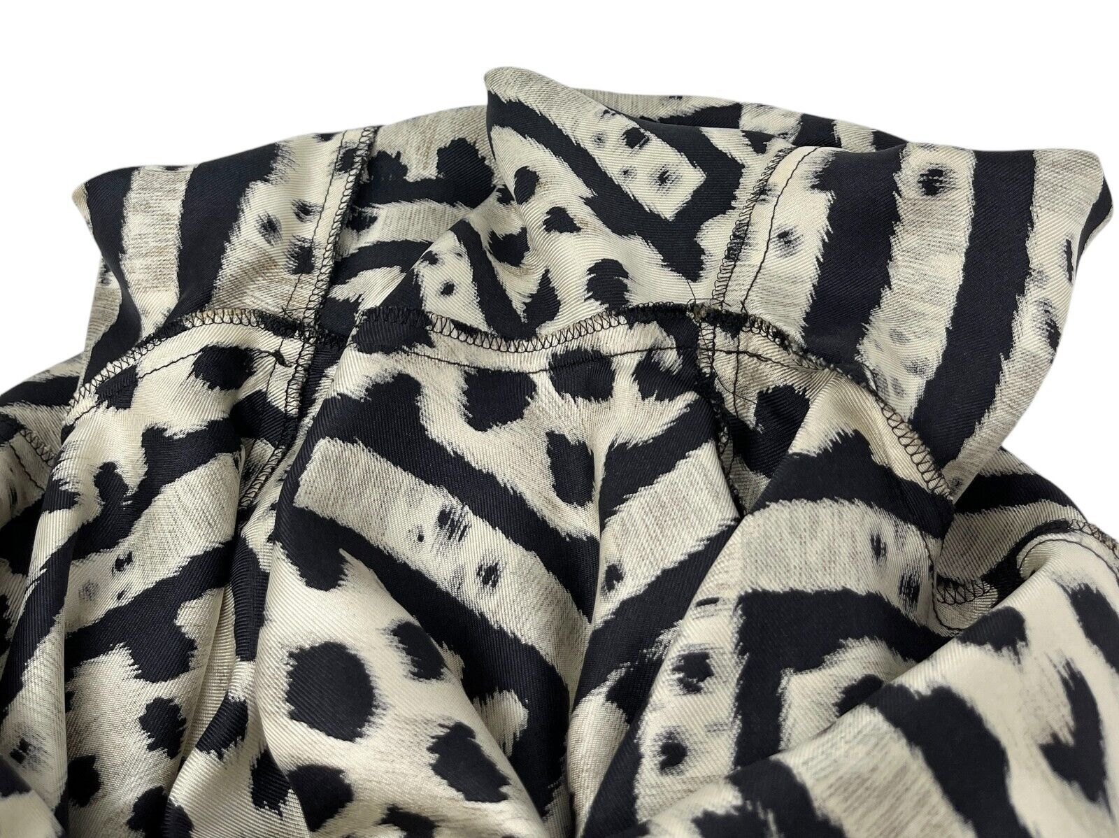 Luxury Promise Japan FENDI Vintage Big FF Zucca Logo Silk Shirt Top Leopard Brown Black Silk Rank AB