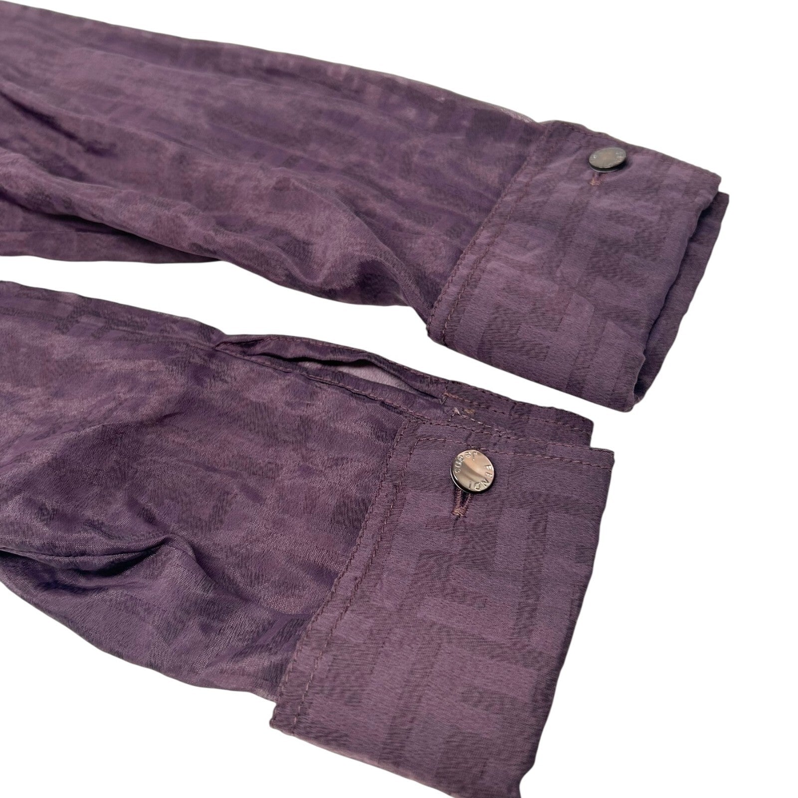 Luxury Promise Japan FENDI Vintage Zucca Monogram See-through Shirt Top #40 Button Purple Viscose