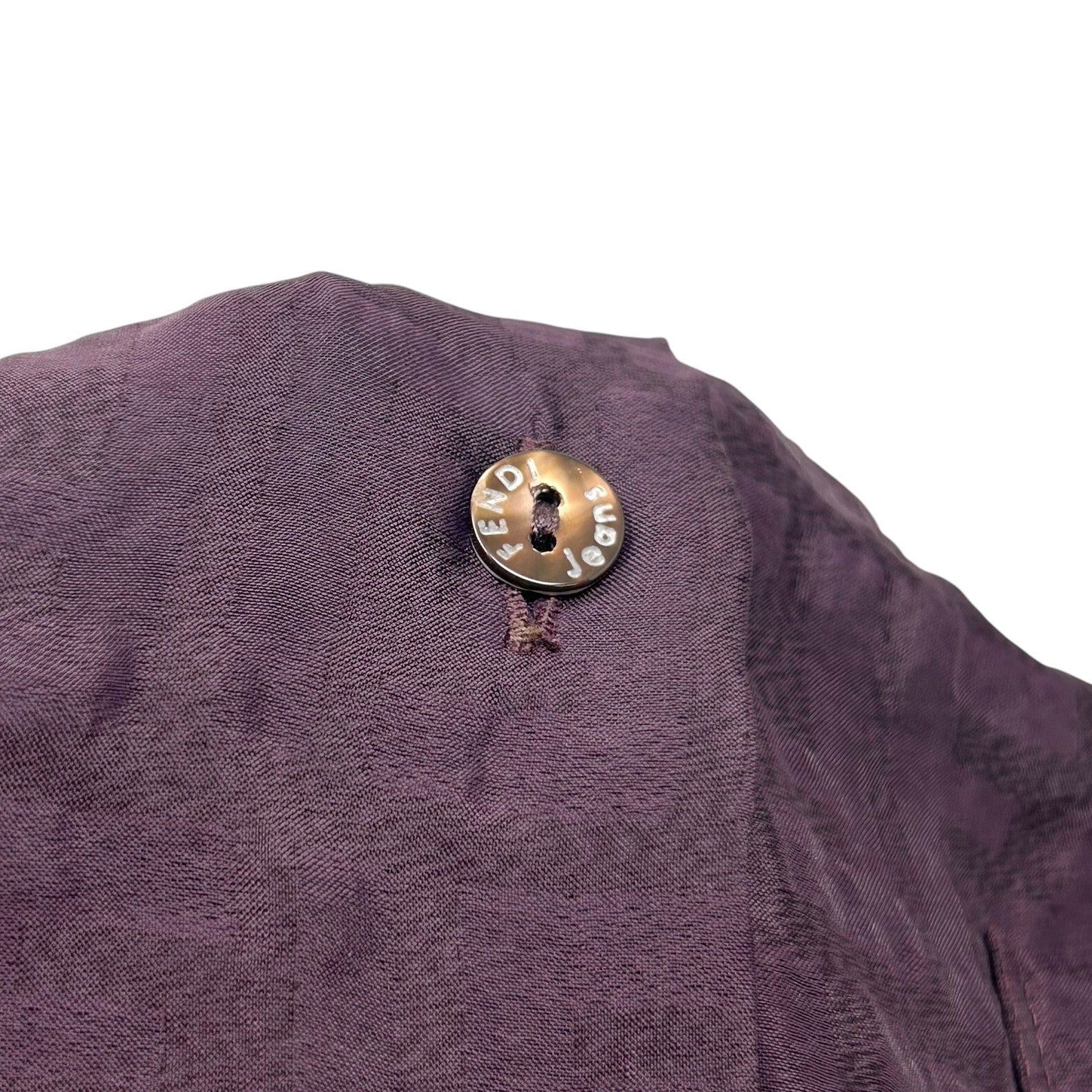 Luxury Promise Japan FENDI Vintage Zucca Monogram See-through Shirt Top #40 Button Purple Viscose