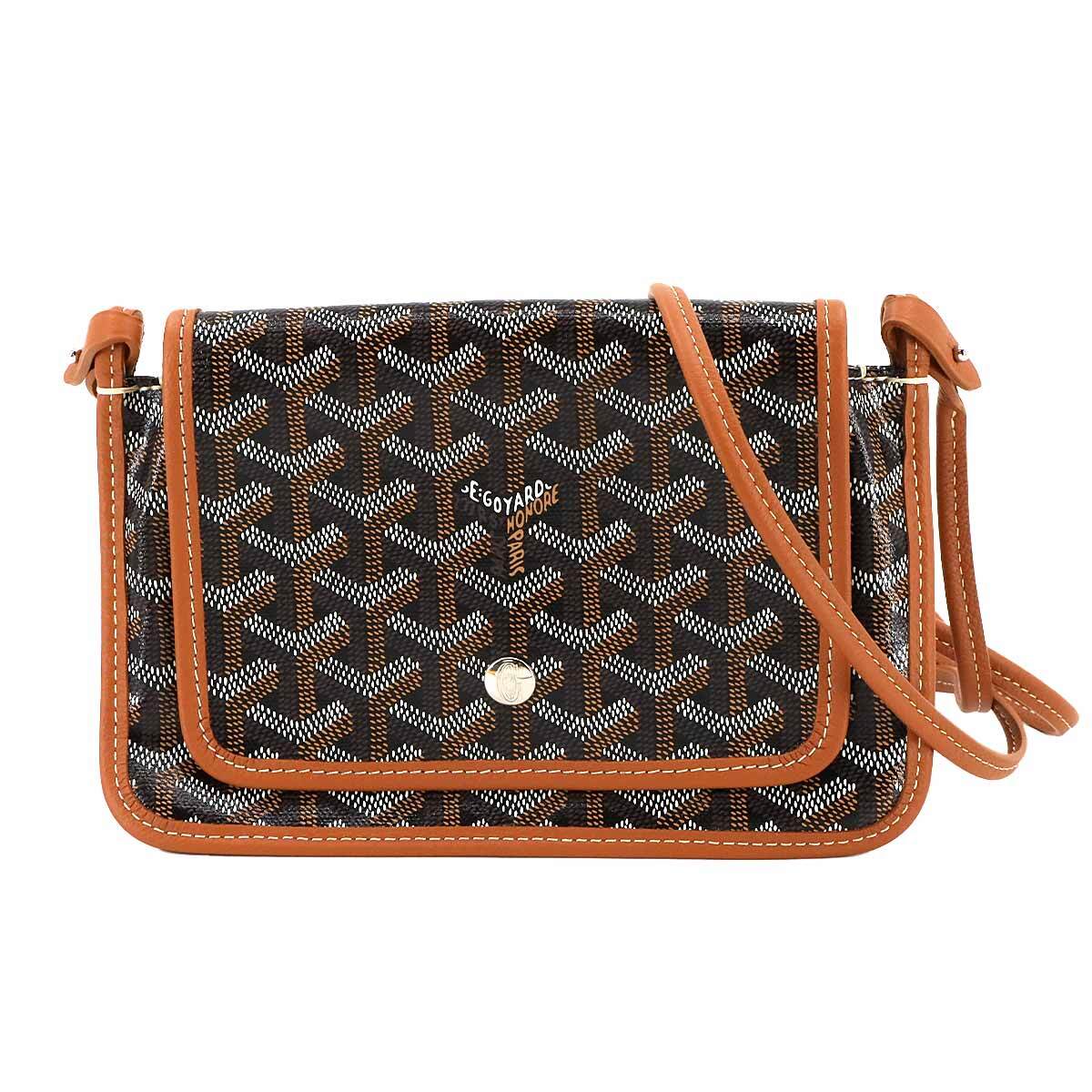 Luxury Promise Japan GOYARD Plumet Pocket Wallet Shoulder Bag PVC Leather Black Purse 90269150