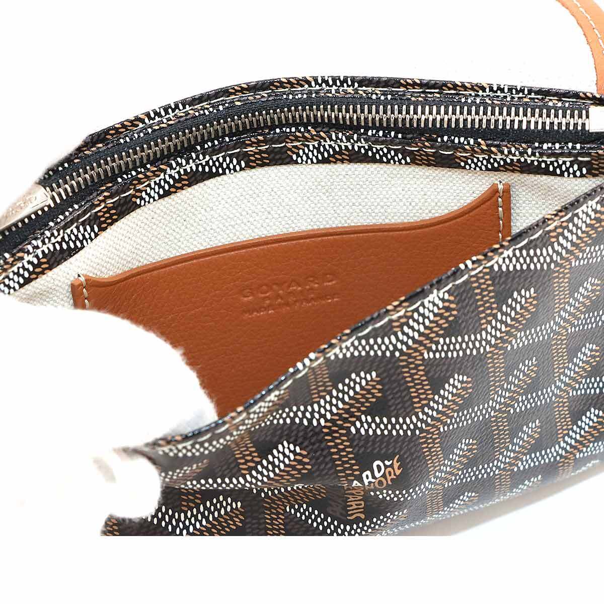 Luxury Promise Japan GOYARD Plumet Pocket Wallet Shoulder Bag PVC Leather Black Purse 90269150