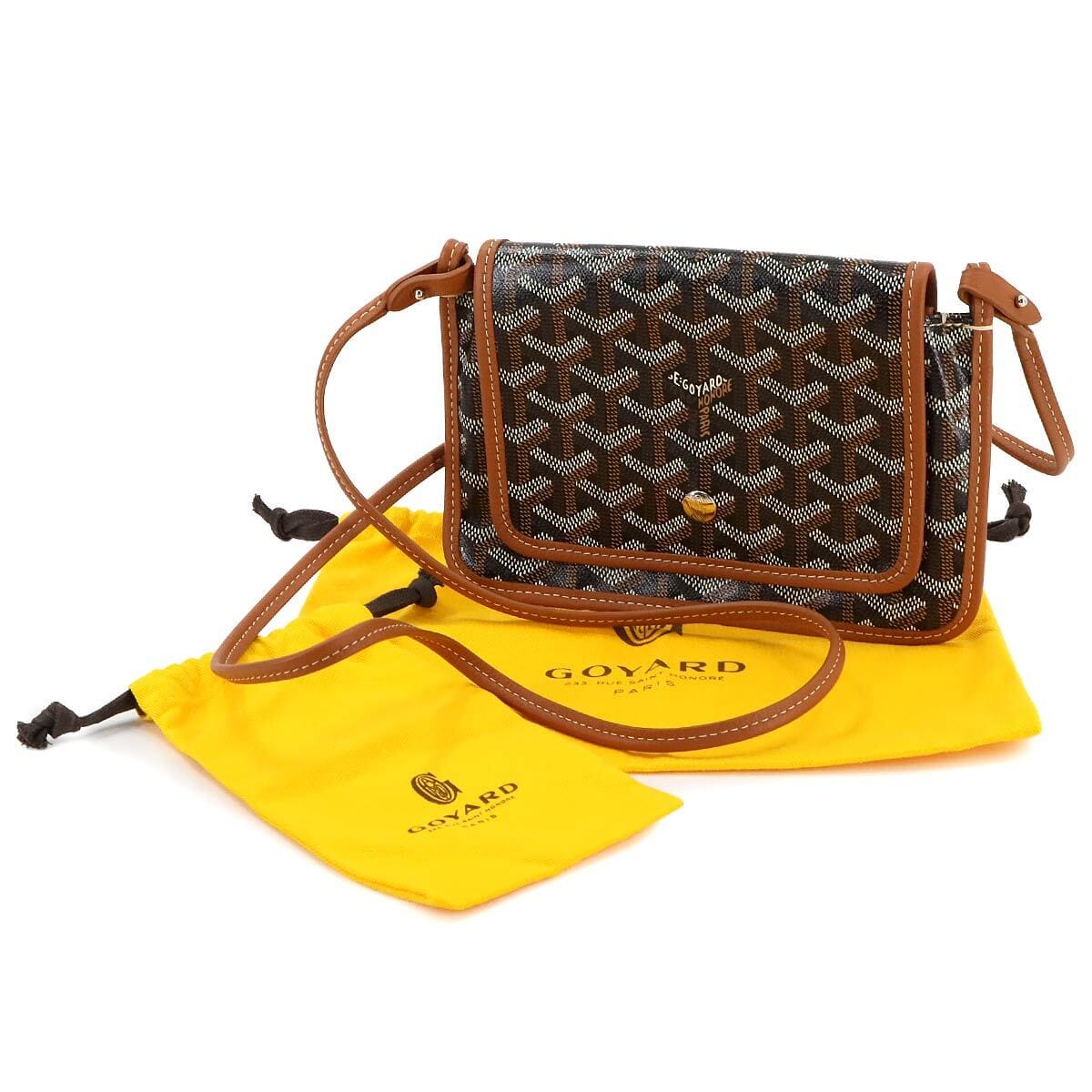 Luxury Promise Japan GOYARD Plumet Pocket Wallet Shoulder Bag PVC Leather Black Purse 90269150