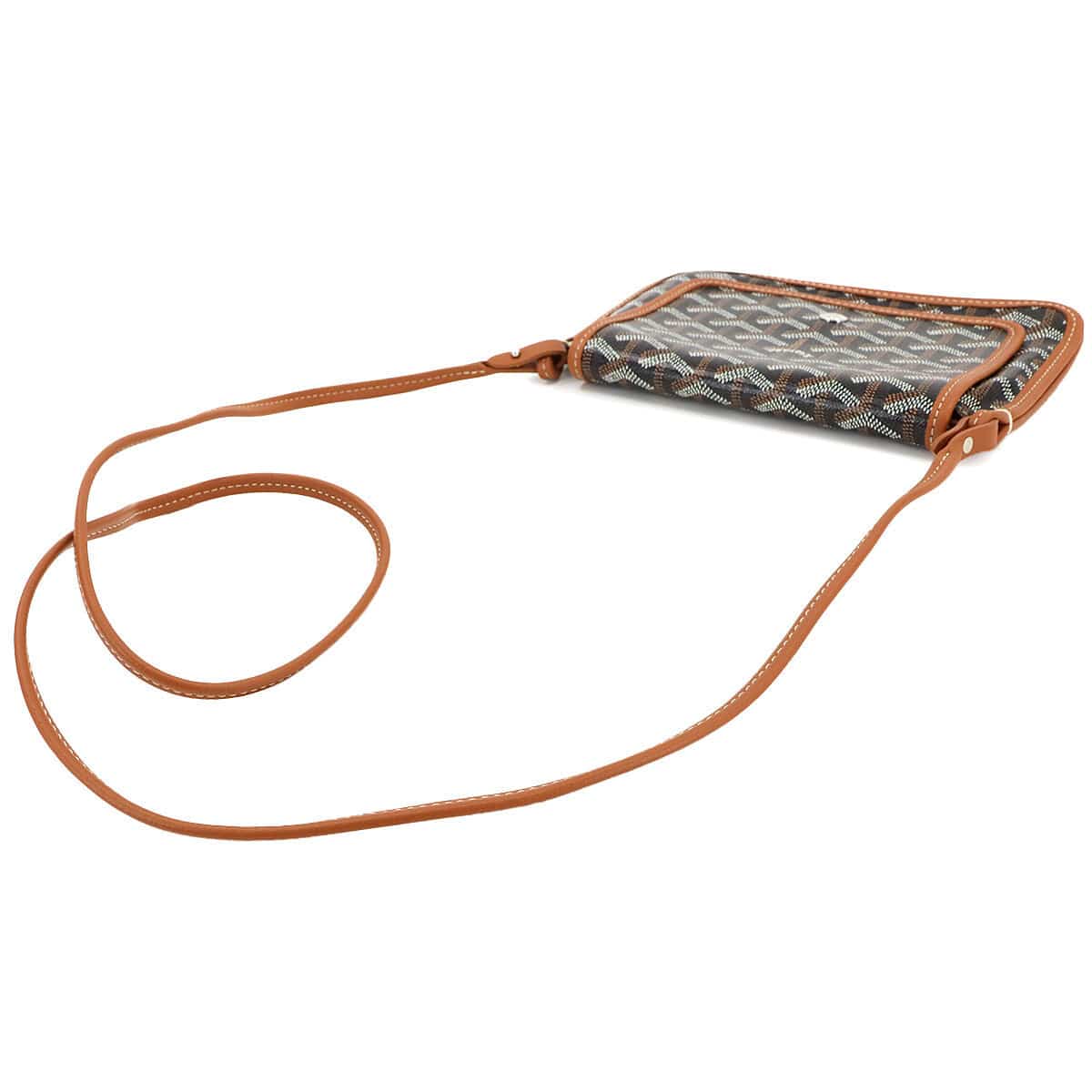 Luxury Promise Japan GOYARD Plumet Pocket Wallet Shoulder Bag PVC Leather Black Purse 90269150