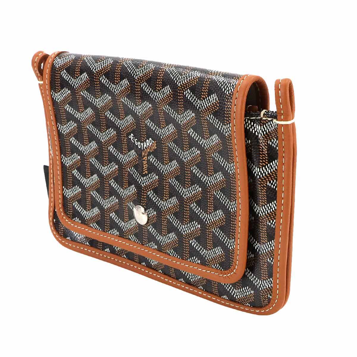 Luxury Promise Japan GOYARD Plumet Pocket Wallet Shoulder Bag PVC Leather Black Purse 90269150