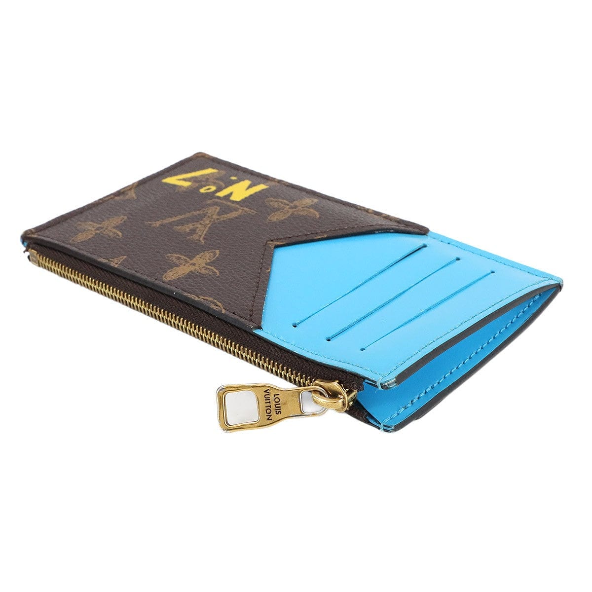 Luxury Promise Japan LOUIS VUITTON Monogram Coin Card Holder Case Brown Blue M81256 90289497